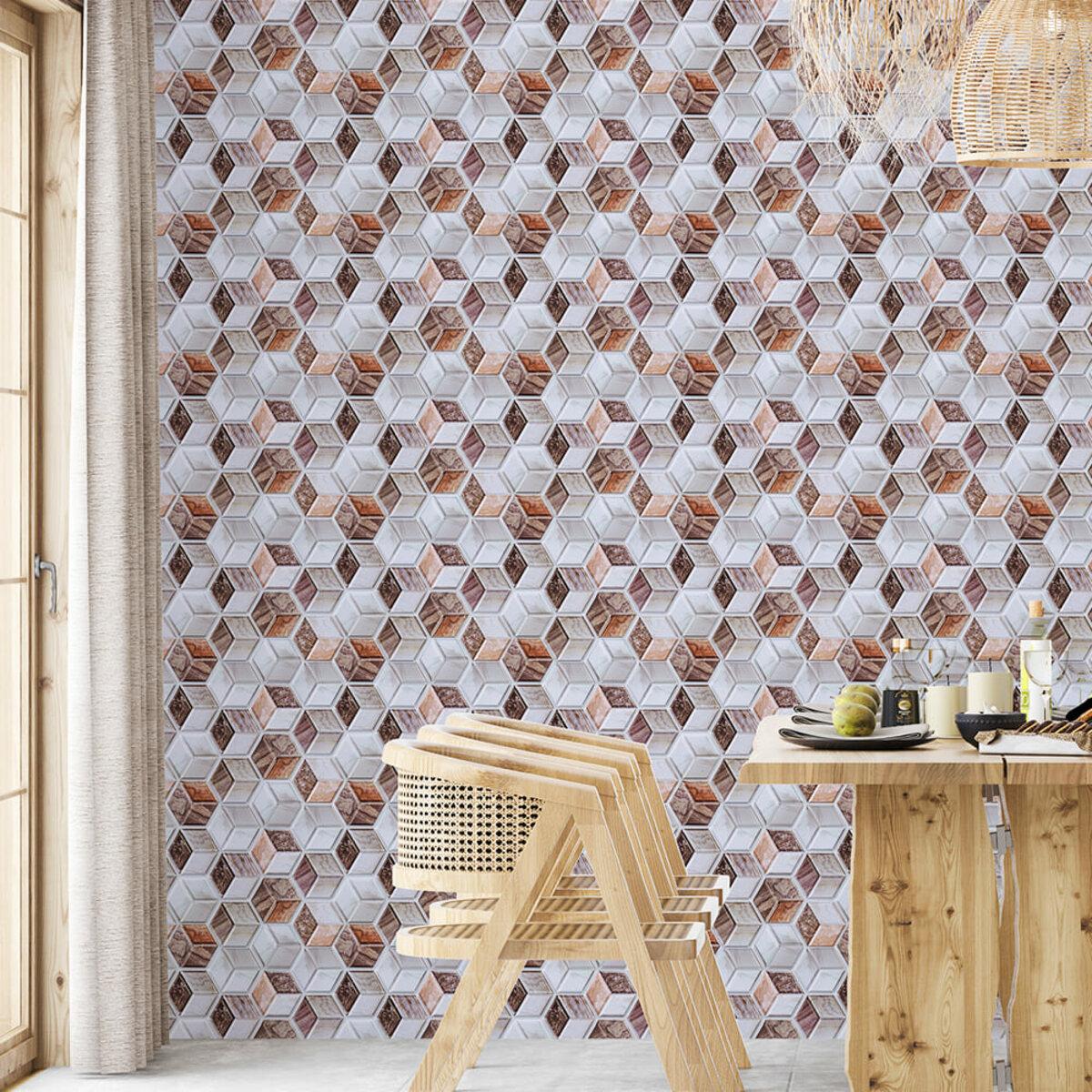 Декоративная ПВХ плитка 3D в интерьере — самоклеящаяся панель для стен 280x300 мм