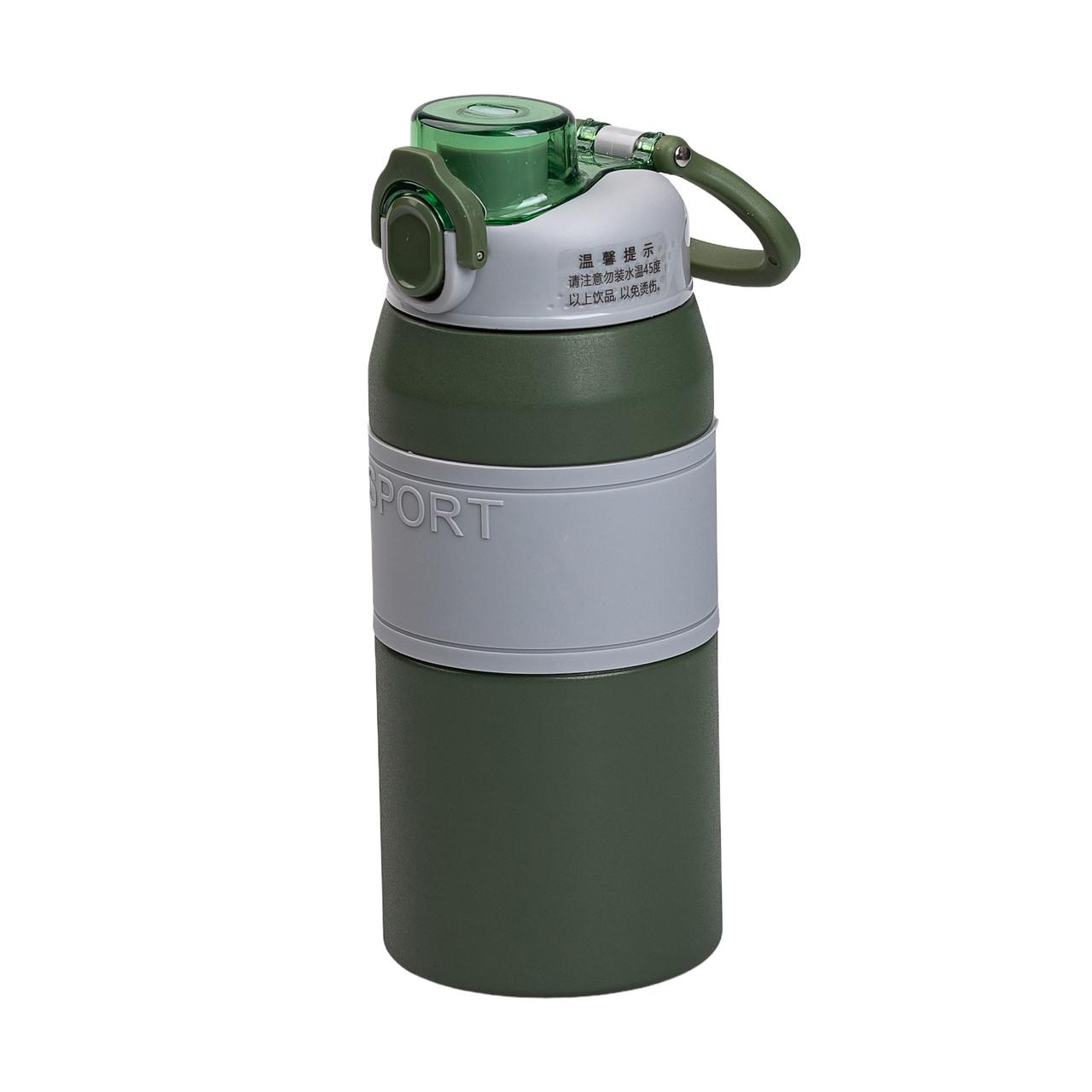 питьевой термос из нержавеющей стали 600 мл зеленый с ручкой