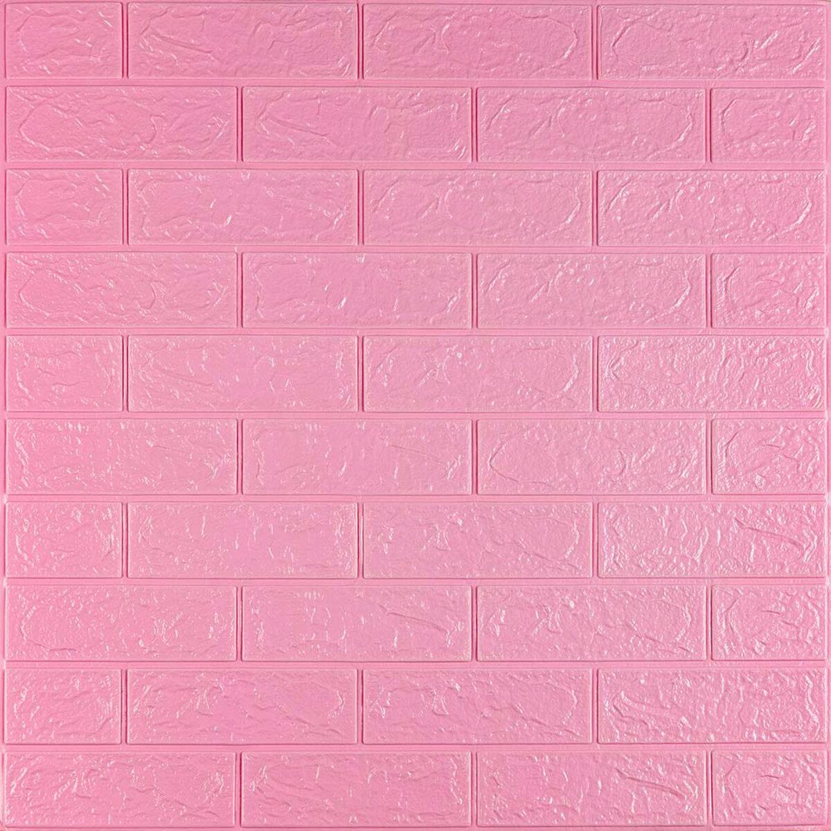 Крупный план розовой 3D панели кирпич — вспененный полипропилен, текстура и лак