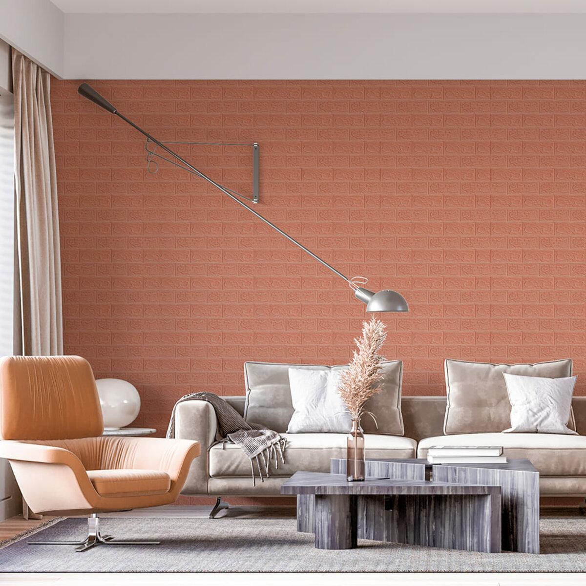 3D панели из вспененного полипропилена в гостиной — рулонные декоративные стеновые панели, цвет пудра