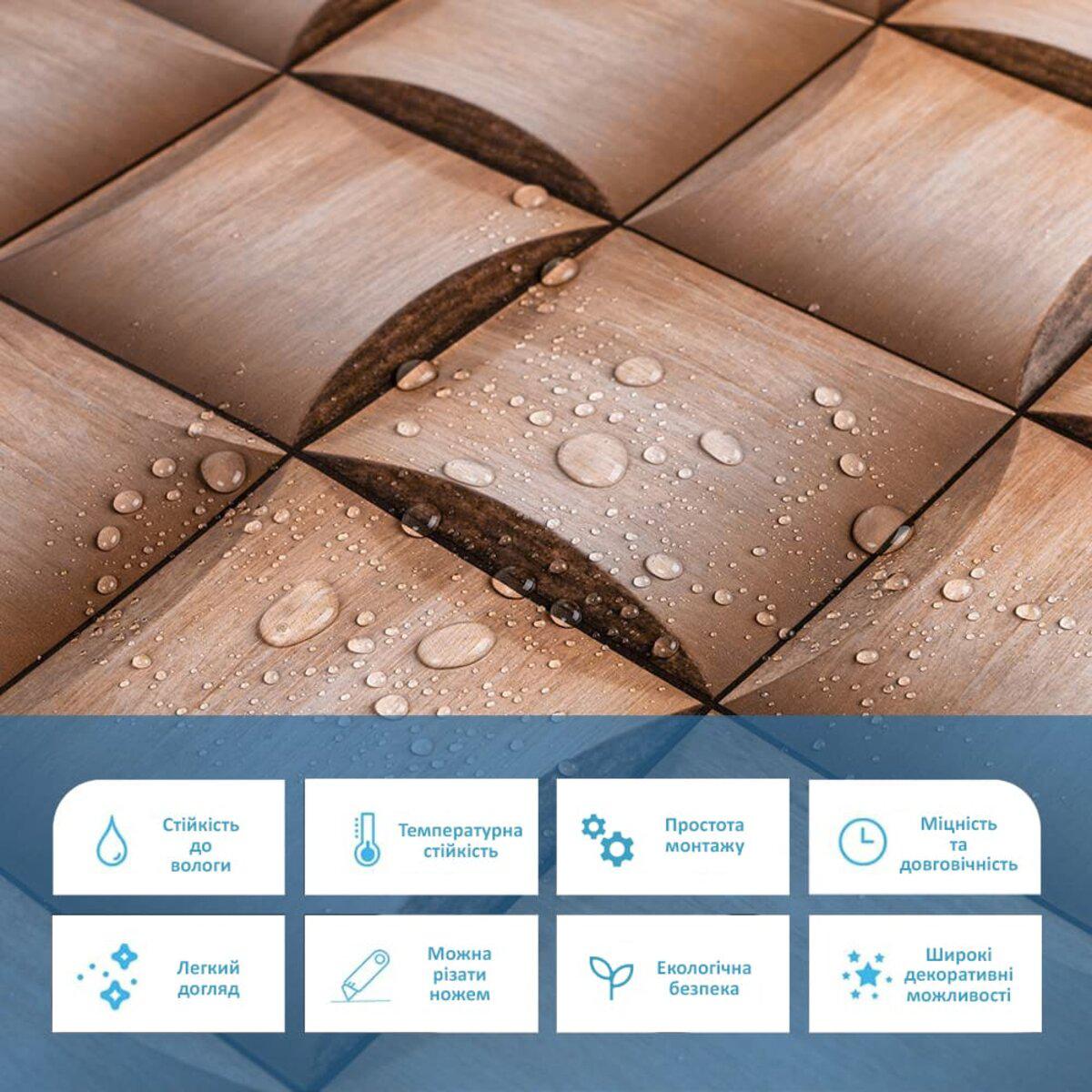влагостойкие ПВХ панели под дерево, крупный план с водоотталкивающей поверхностью, 4 мм