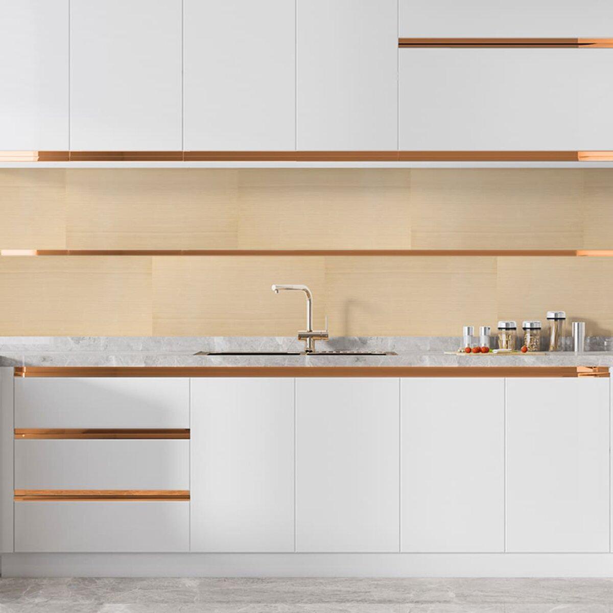 молдинг розовое золото в интерьере кухня отделка профиль 5000х18мм