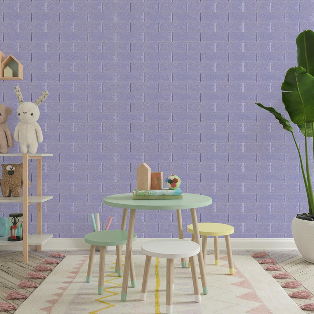 3D панели для стен светло-фиолетовые в детской — самоклеящаяся панель кирпич 700x770x3 мм