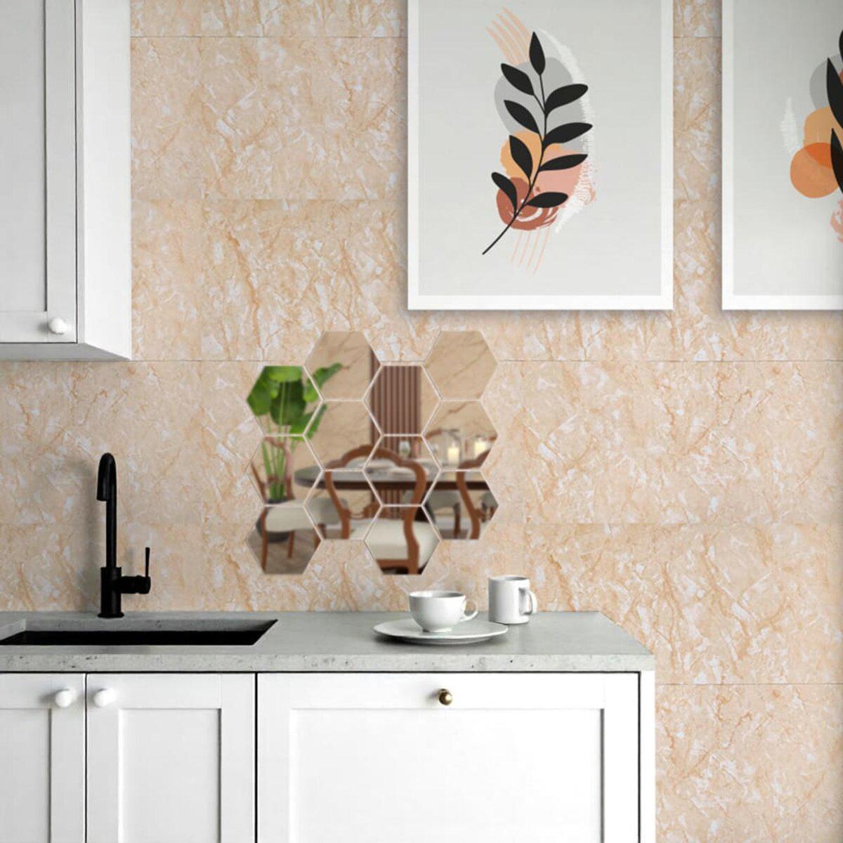 Зеркальные наклейки в кухне — самоклеящиеся зеркальные элементы декора для кухни и ванной