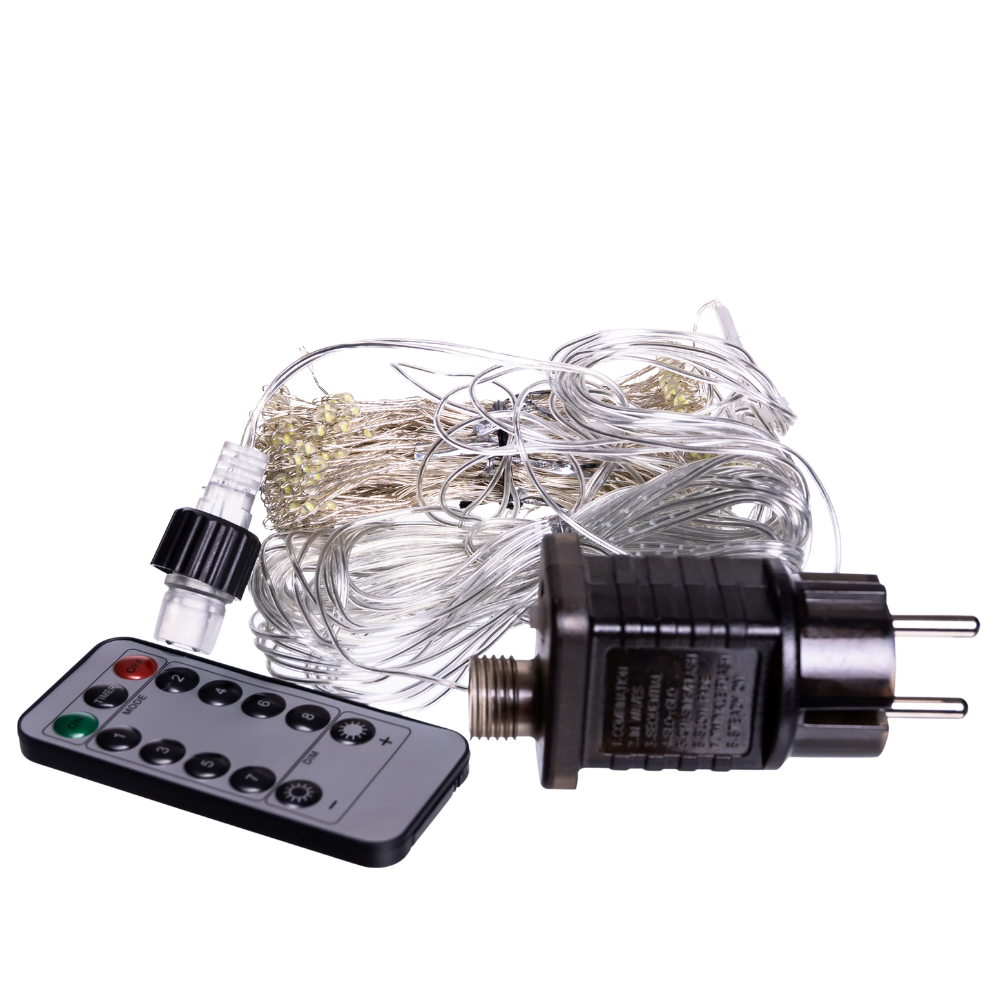 шторная гирлянда с пультом 8 режимов, сетевой адаптер и провод