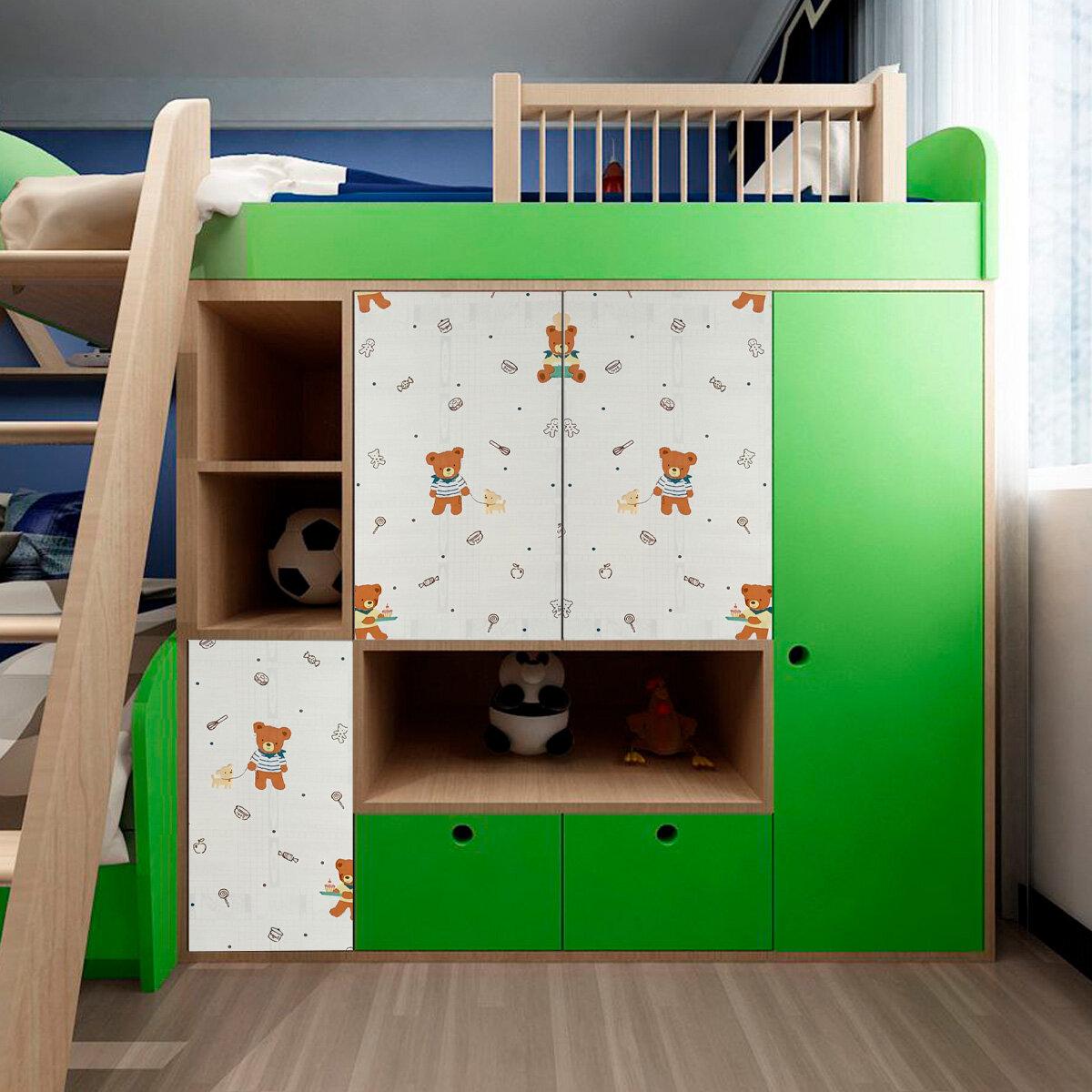 Декоративная детская самоклеящаяся пленка Мишка в интерьере, оклейка мебели и дверей