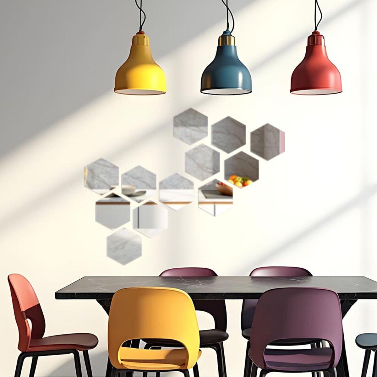 зеркальные акриловые наклейки для стен 150x175 мм — шестиугольные декоративные панели в интерьере