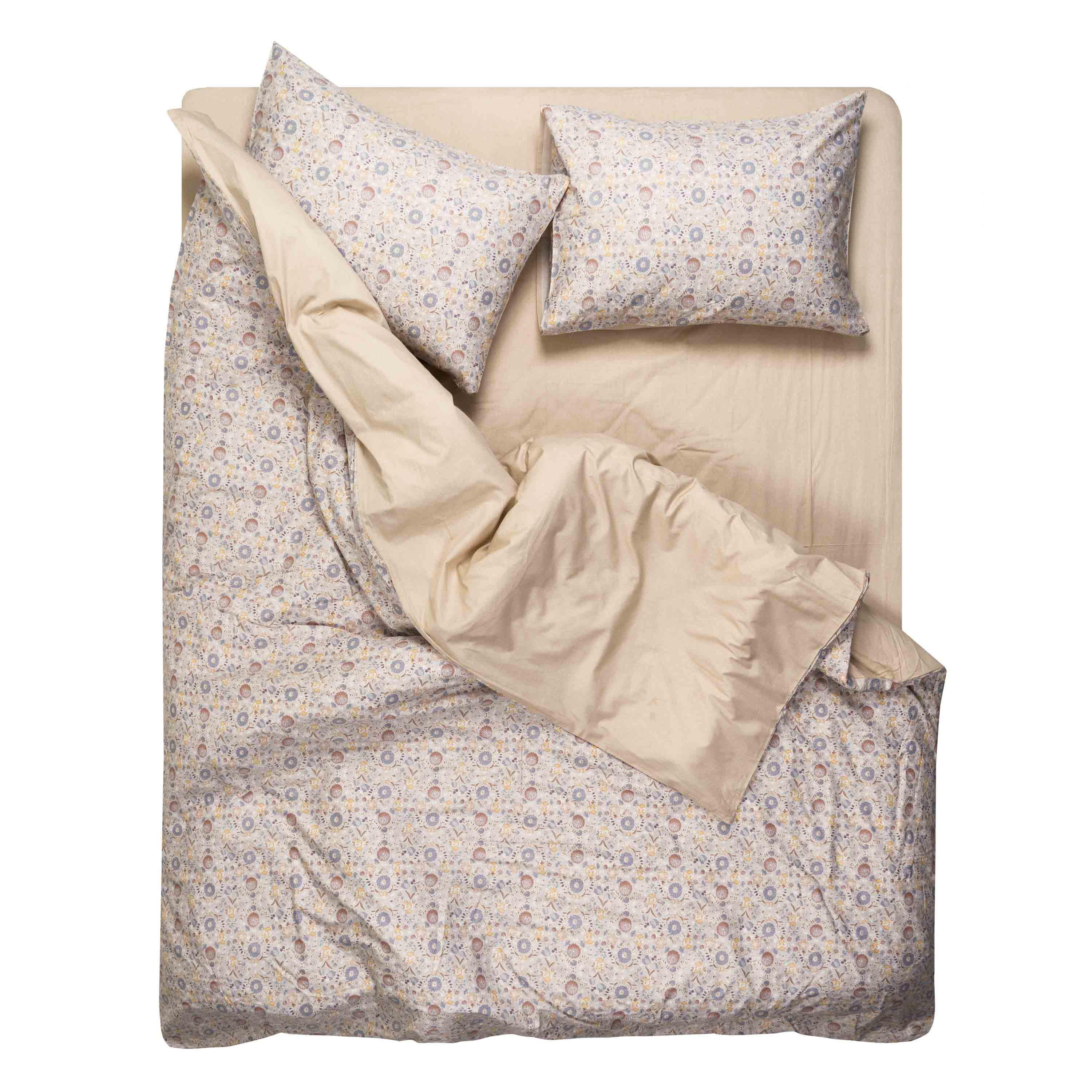 сатиновое постельное белье двуспальный евро пододеяльник 200x220 бежевый с полевыми цветами