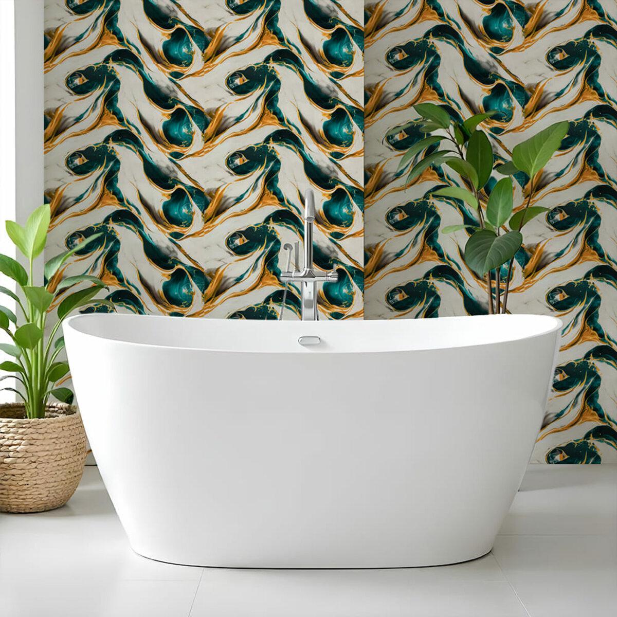 Панель в ванной — самоклеящаяся стеновая плитка 600x300 PE+PET, имитация камня для стен