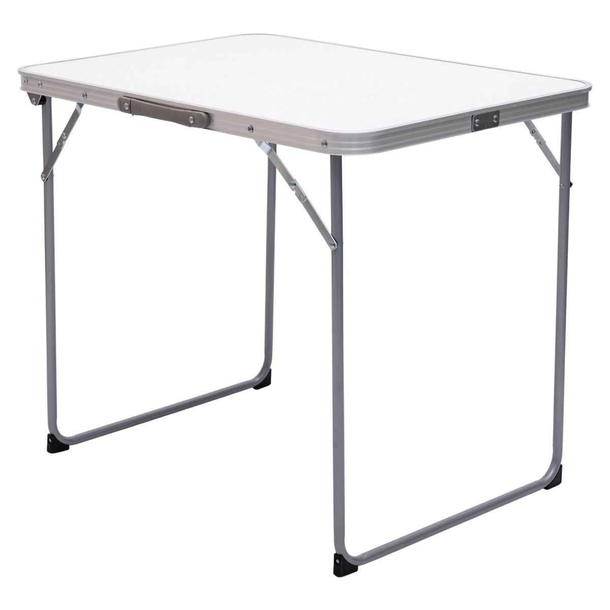 Складной туристический стол для пикника белый 75×55×65 — вид в разложенном виде