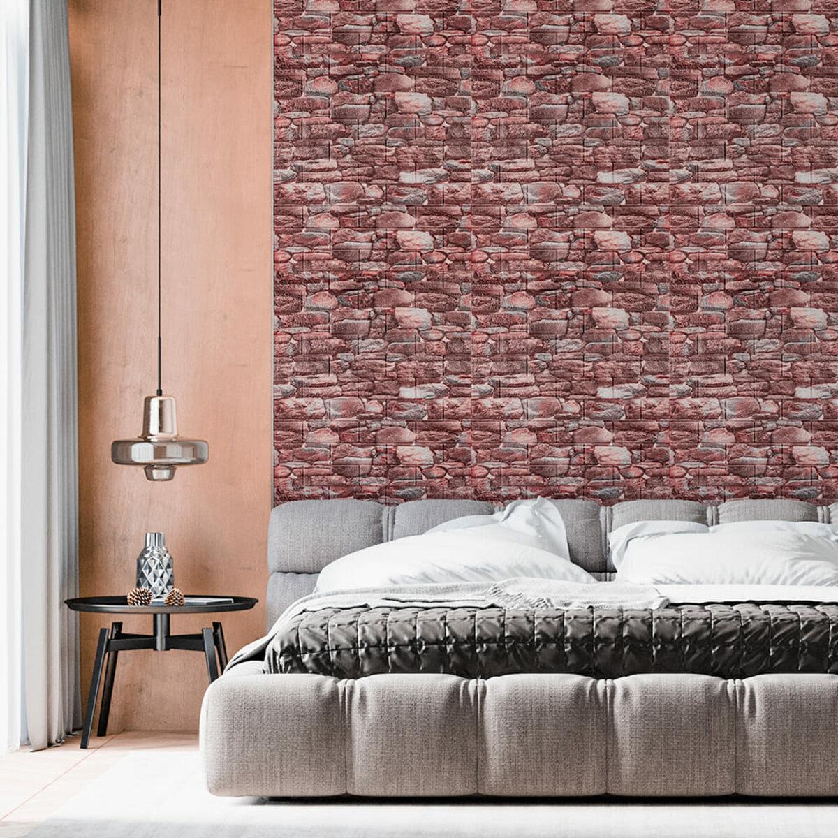 3D панель Матовый камень в интерьере — декоративная стеновая панель коричневый камень