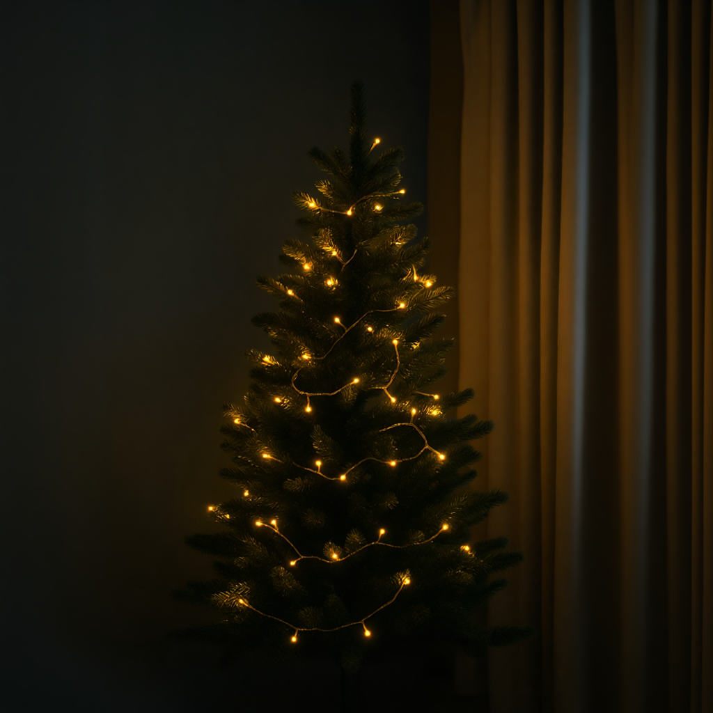 гирлянда нить для интерьера 10 м тёплое жёлтое свечение на ёлке, чёрный провод