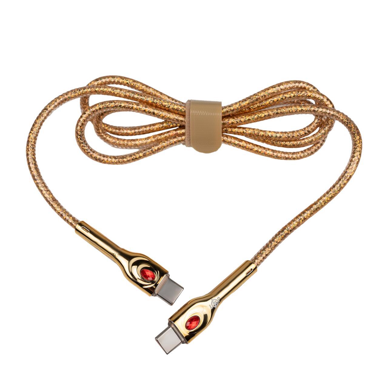 Шнур для швидкої зарядки Type-C to Type-C LogicPower 1 м, золотий, у компактному вигляді