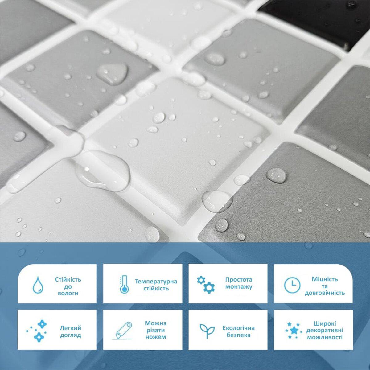 Крупный план ПВХ панели мозаика — водостойкая поверхность и текстура панели