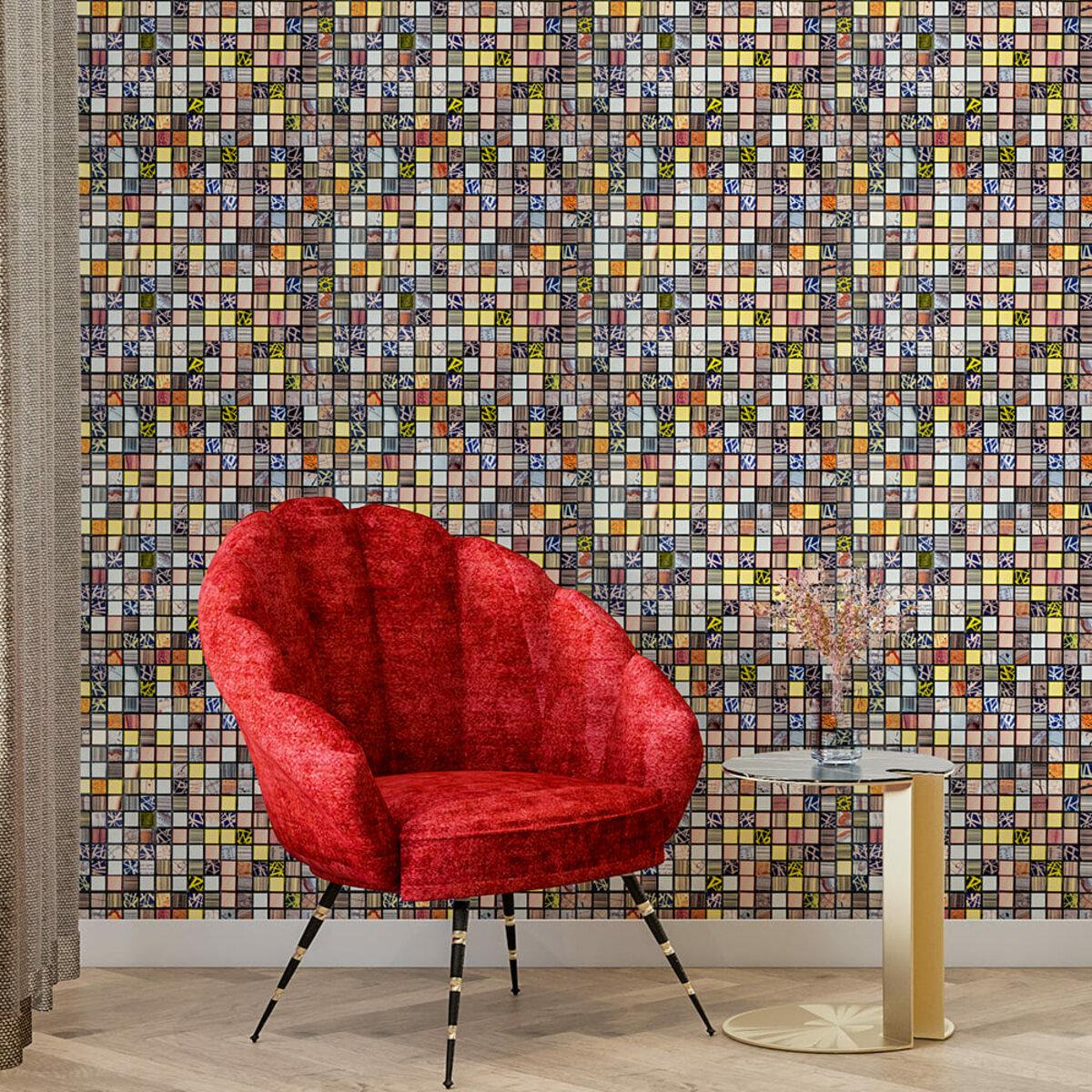 Самоклеящаяся алюминиевая плитка 300x300 в интерьере — декоративная мозаика для стен