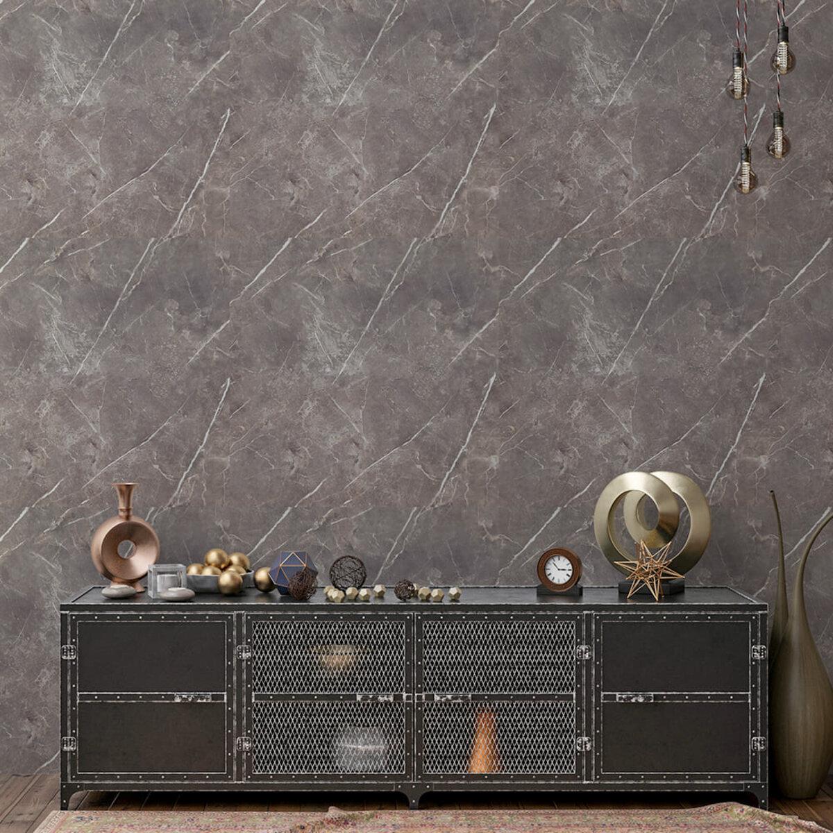 самоклеящаяся стеновая плитка PET 600х300 имитация камня в интерьере, влагостойкая панель