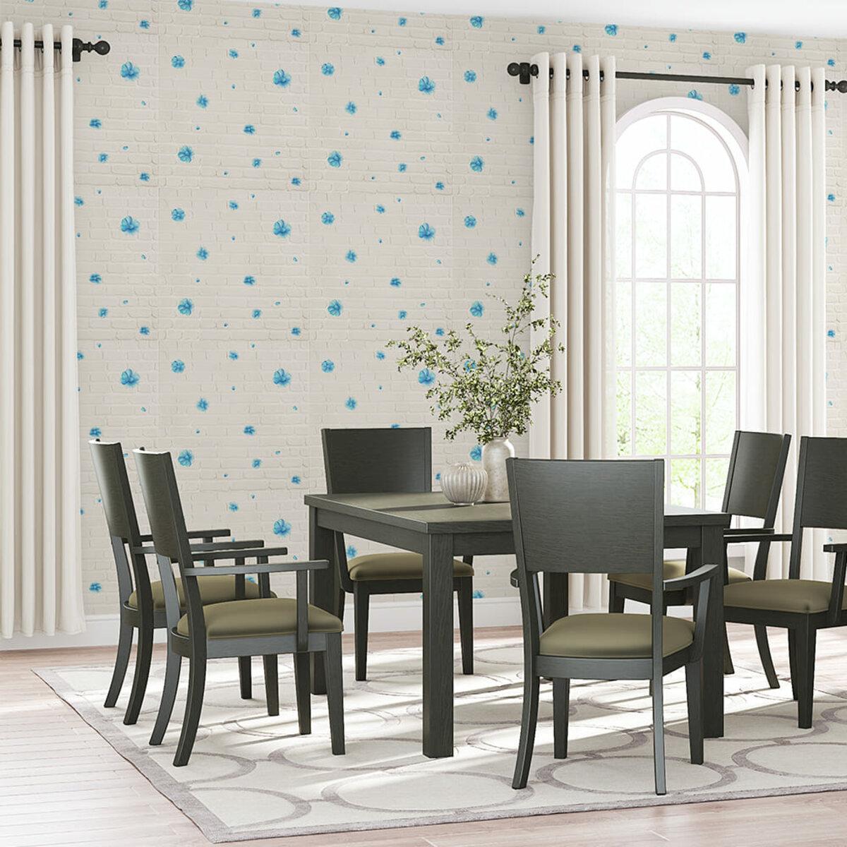3D панели ППП голубые цветы в интерьере — самоклеящаяся стеновая панель 700x700 мм