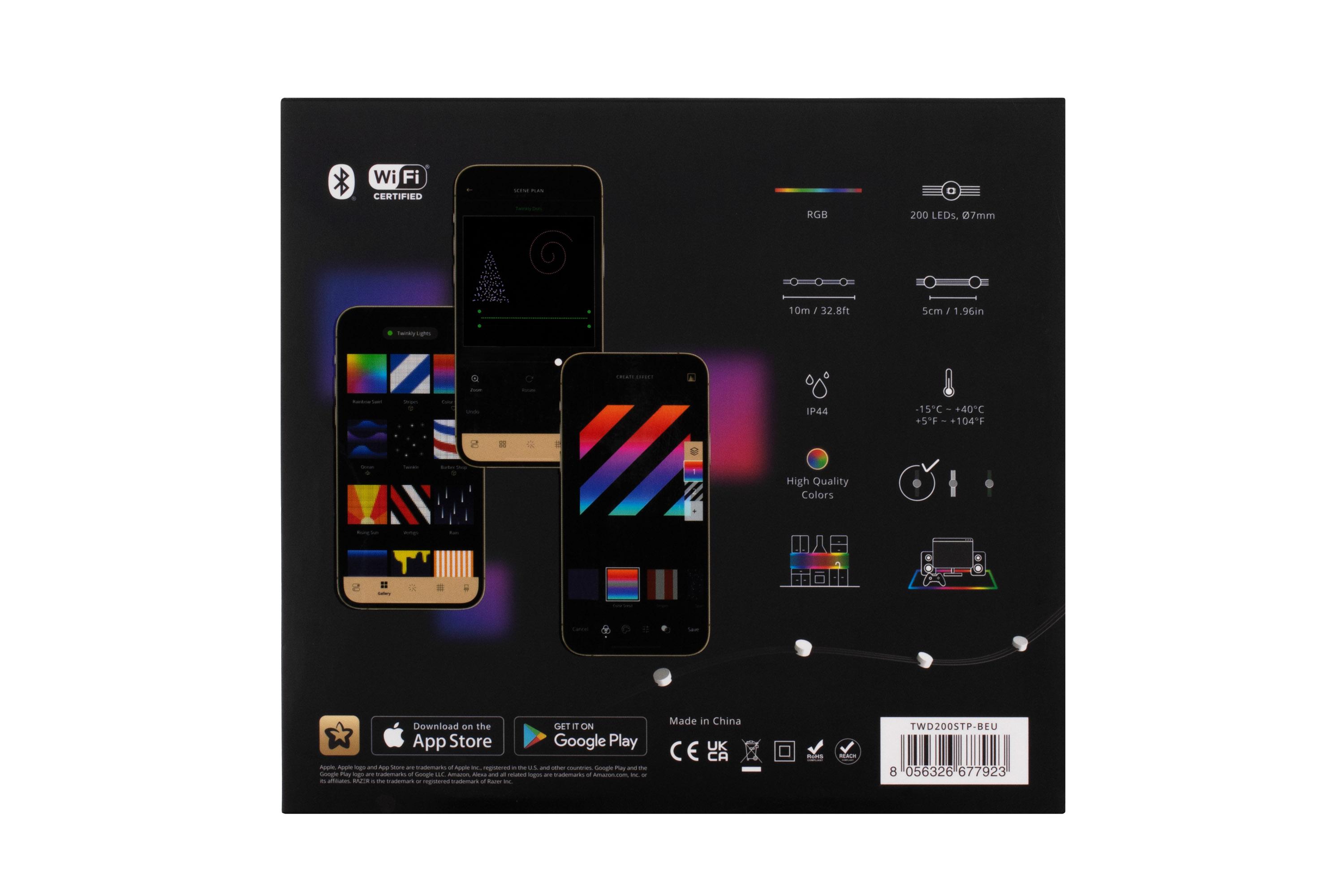 умная RGB гирлянда для интерьера — Twinkly Dots 200, 10 м, демонстрация цветных эффектов