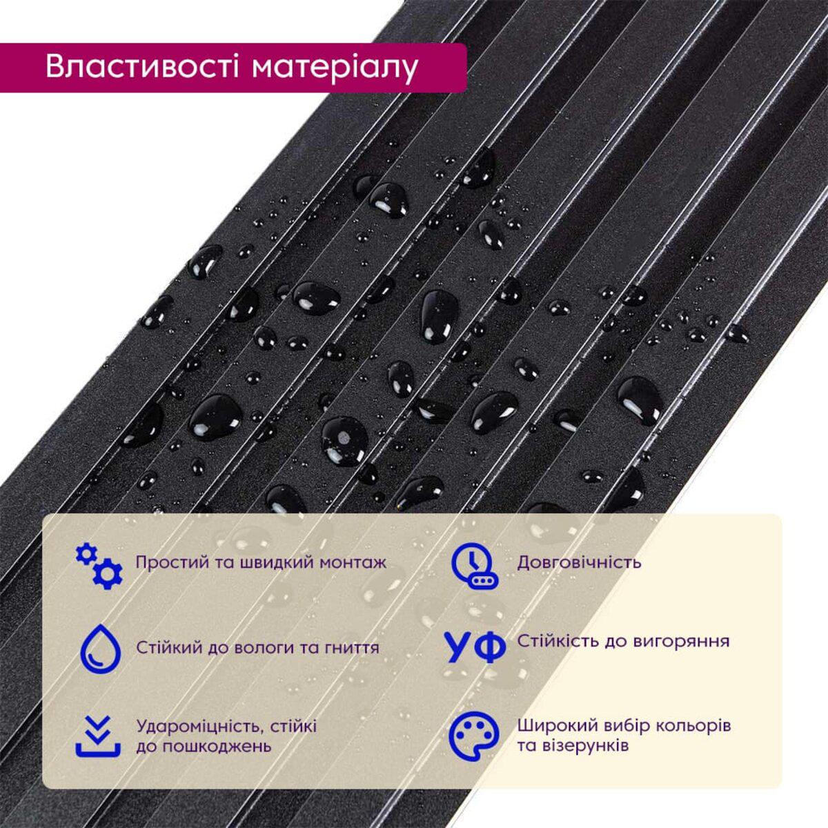 Фактура WPC рейки антрацит с каплями влаги - стойкость к влаге декоративная рейка под дерево для стен