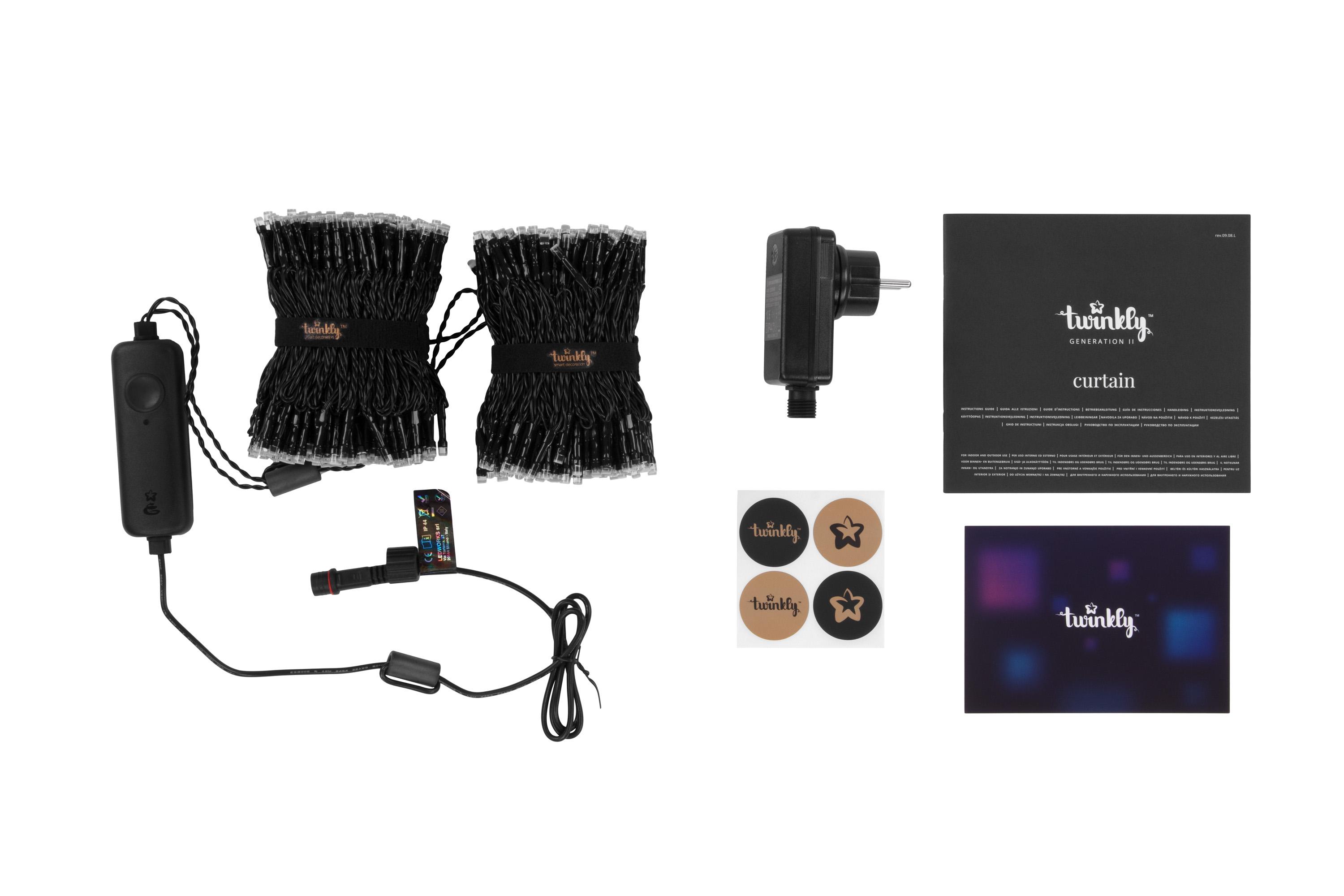 умная светодиодная гирлянда RGBW 600 ламп с контроллером на черном кабеле — адресная гирлянда для елки и фасада