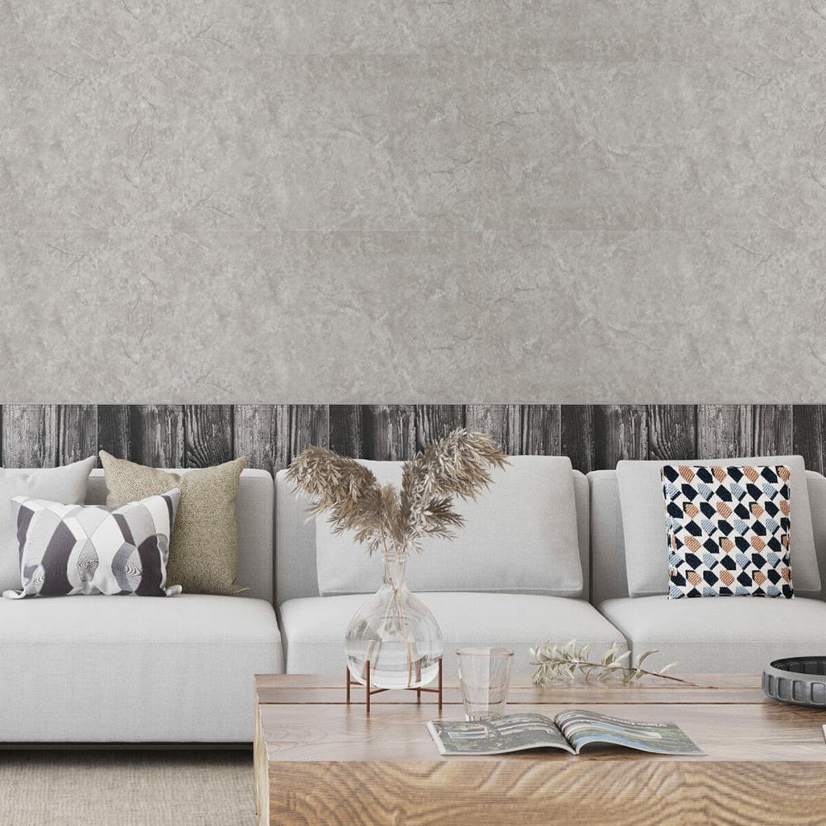 самоклеящаяся стеновая плитка PET 600x300 имитация камня в интерьере — декоративная настенная панель