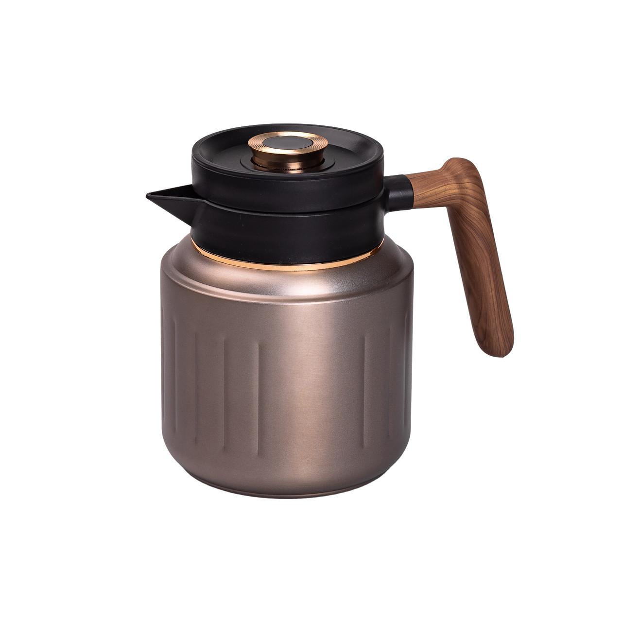 термочайник с индикатором температуры 1 л серый — крупный план корпуса и ручки