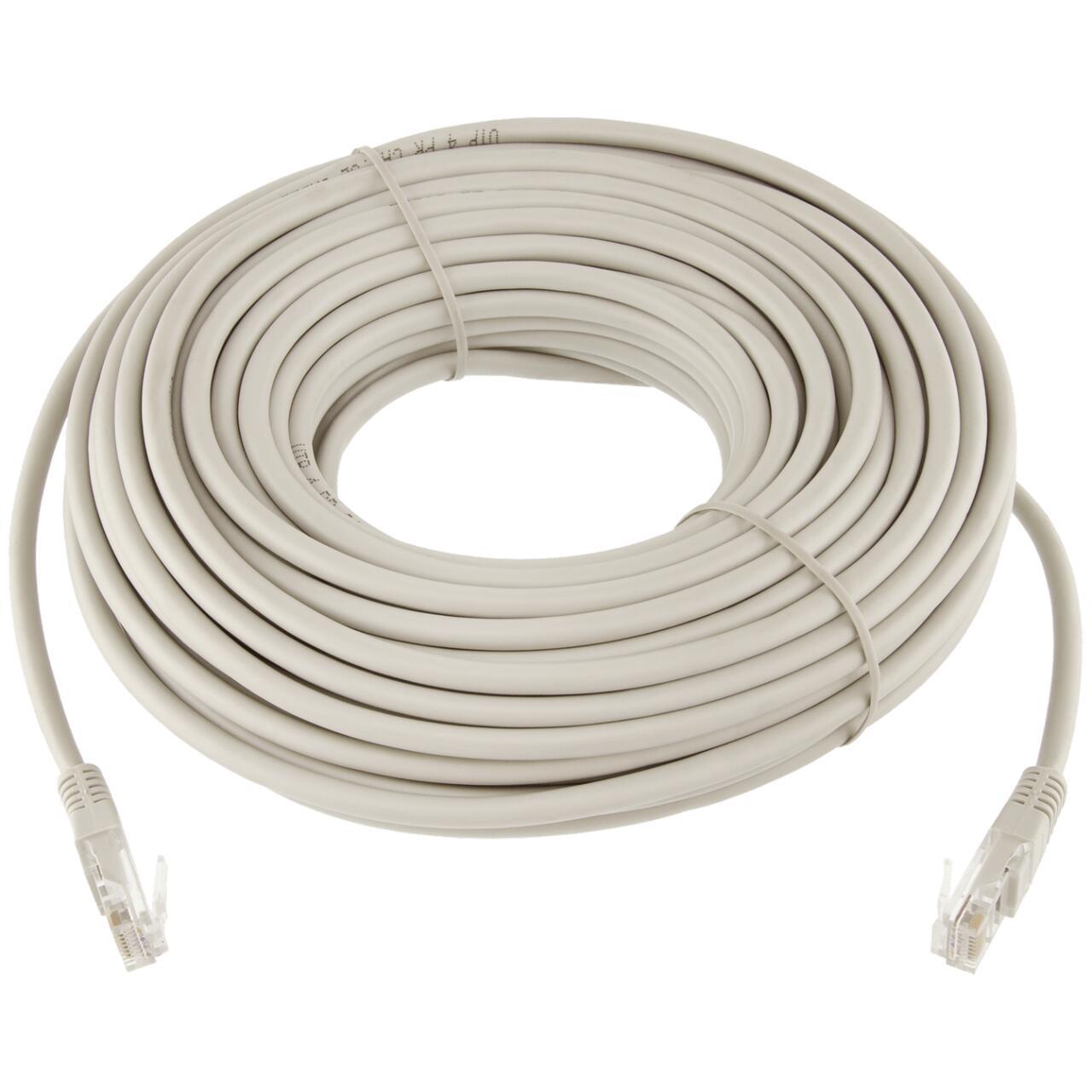 Білий патч-корд UTP RJ-45 Cat.5e довжиною 20 м, згорнутий у бухту