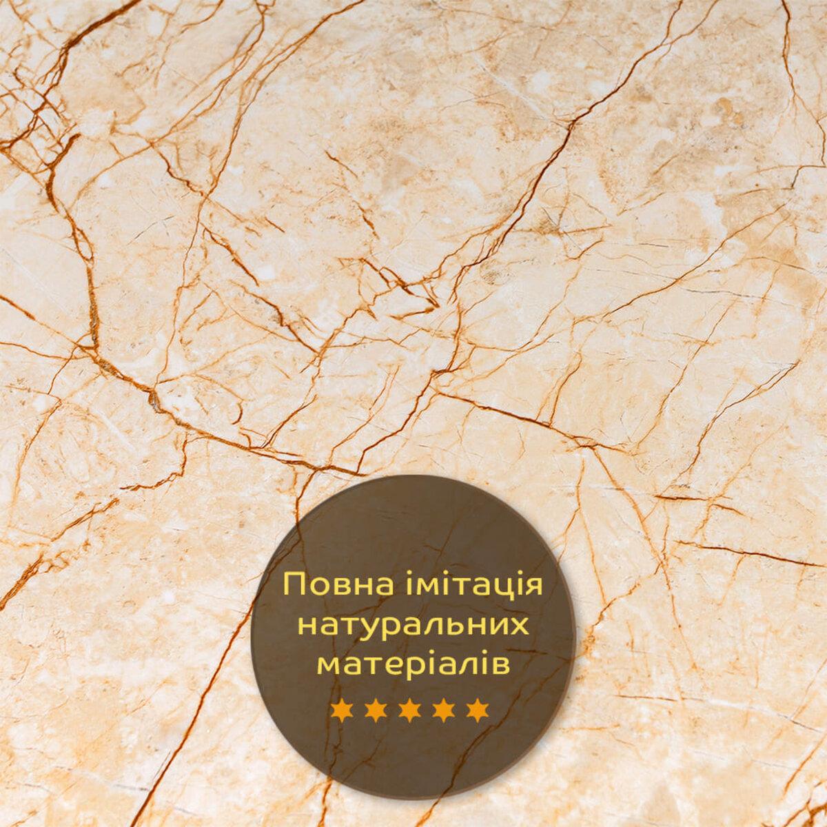 Декоративна панель ПВХ під мармур у сучасній вітальні, приклад використання в інтер’єрі