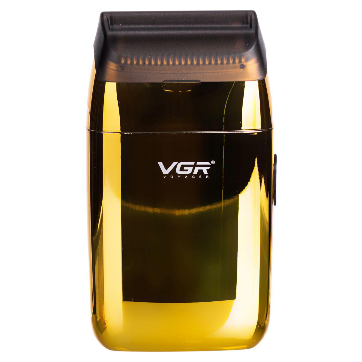 Золотистый электробритвенный шейвер VGR V-399 с дополнительной сменной головкой и аксессуарами