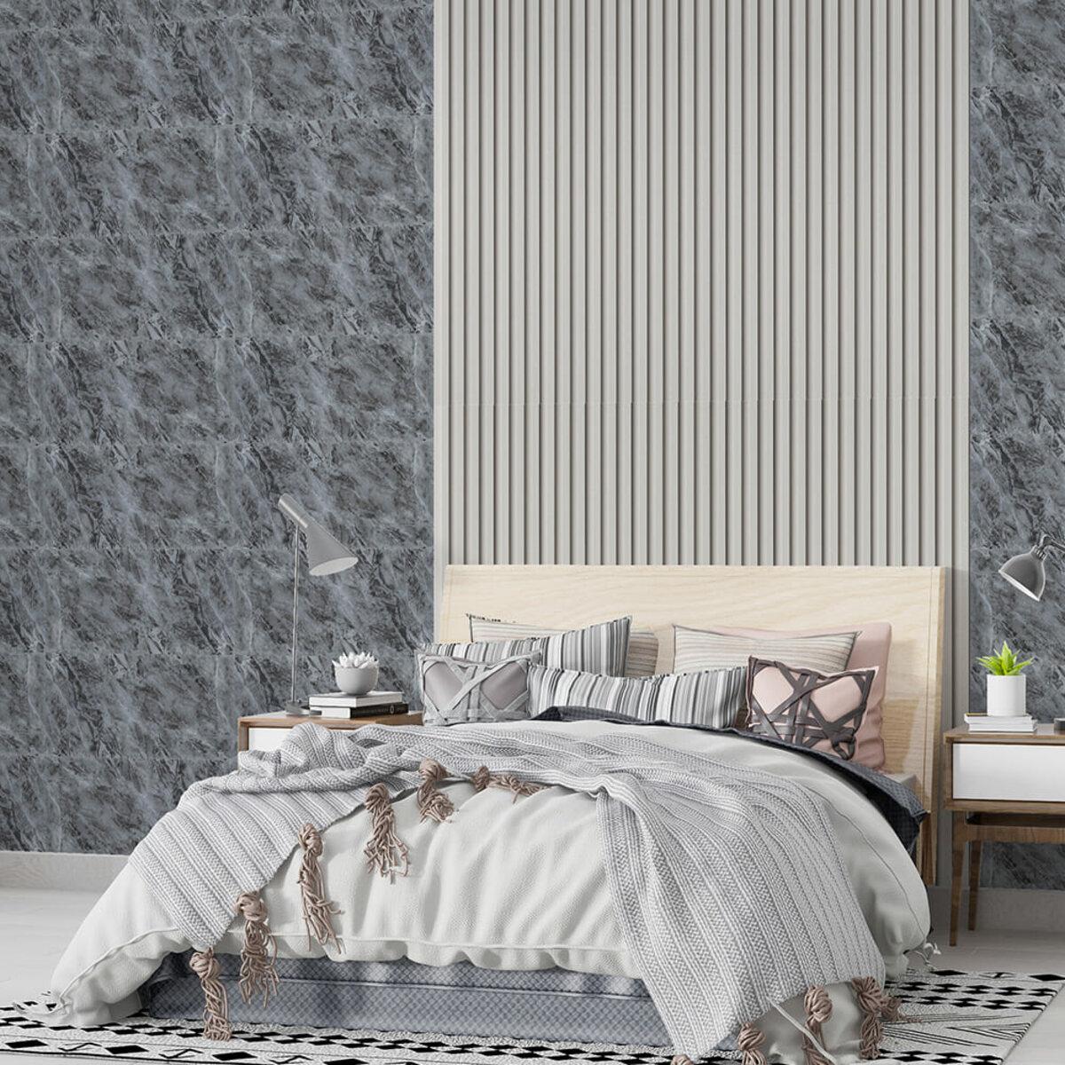 Самоклеящаяся PET плитка 600x300 мм в интерьере — имитация мрамора, влагостойкая стеновая панель