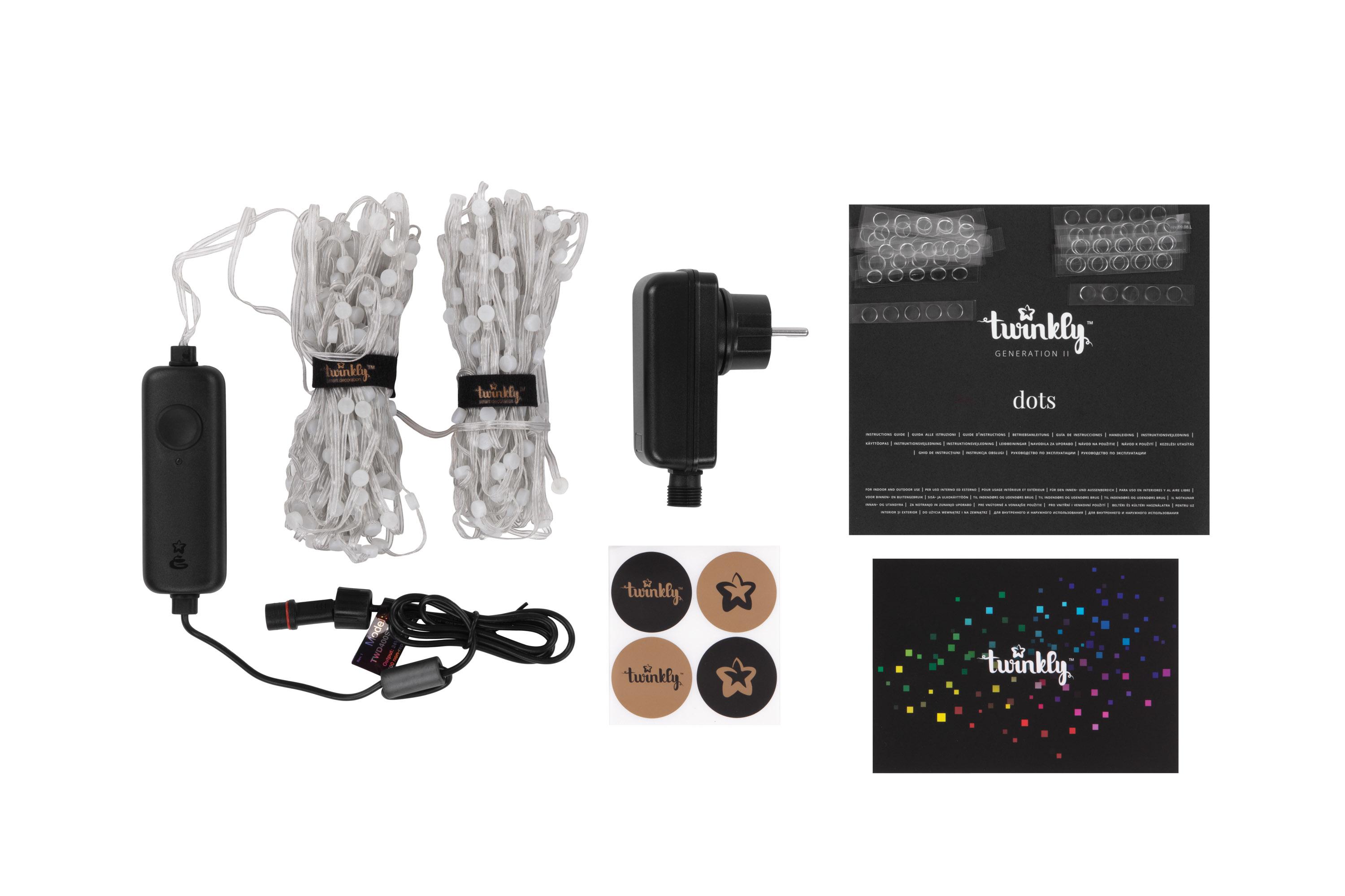 Комплектация умной гирлянды 400 LED: контроллер, блок питания, руководство и аксессуары