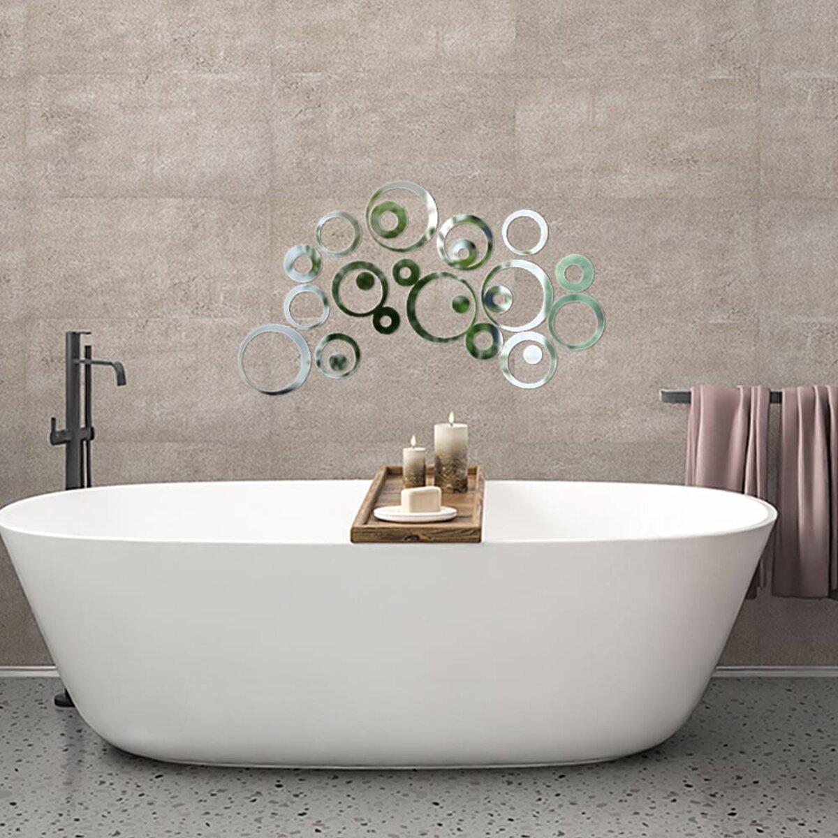 акриловые зеркальные наклейки круги в интерьере спальни — набор 24 шт, зеркальный декор