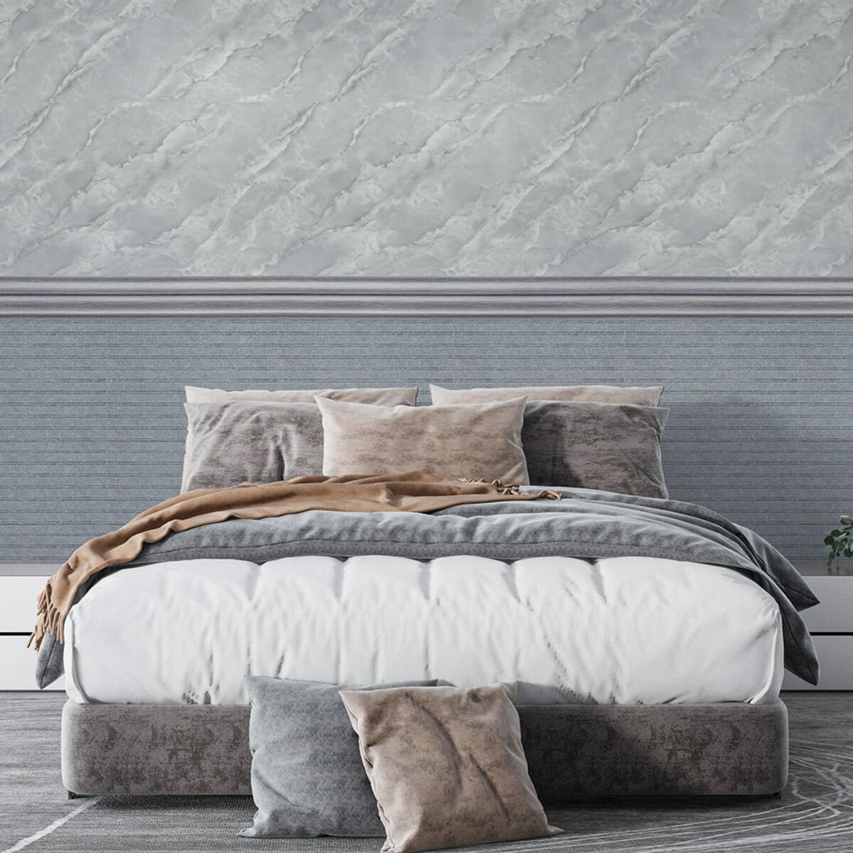 акустична панель 600х600х9 мм сірий граніт у спальні на стіні