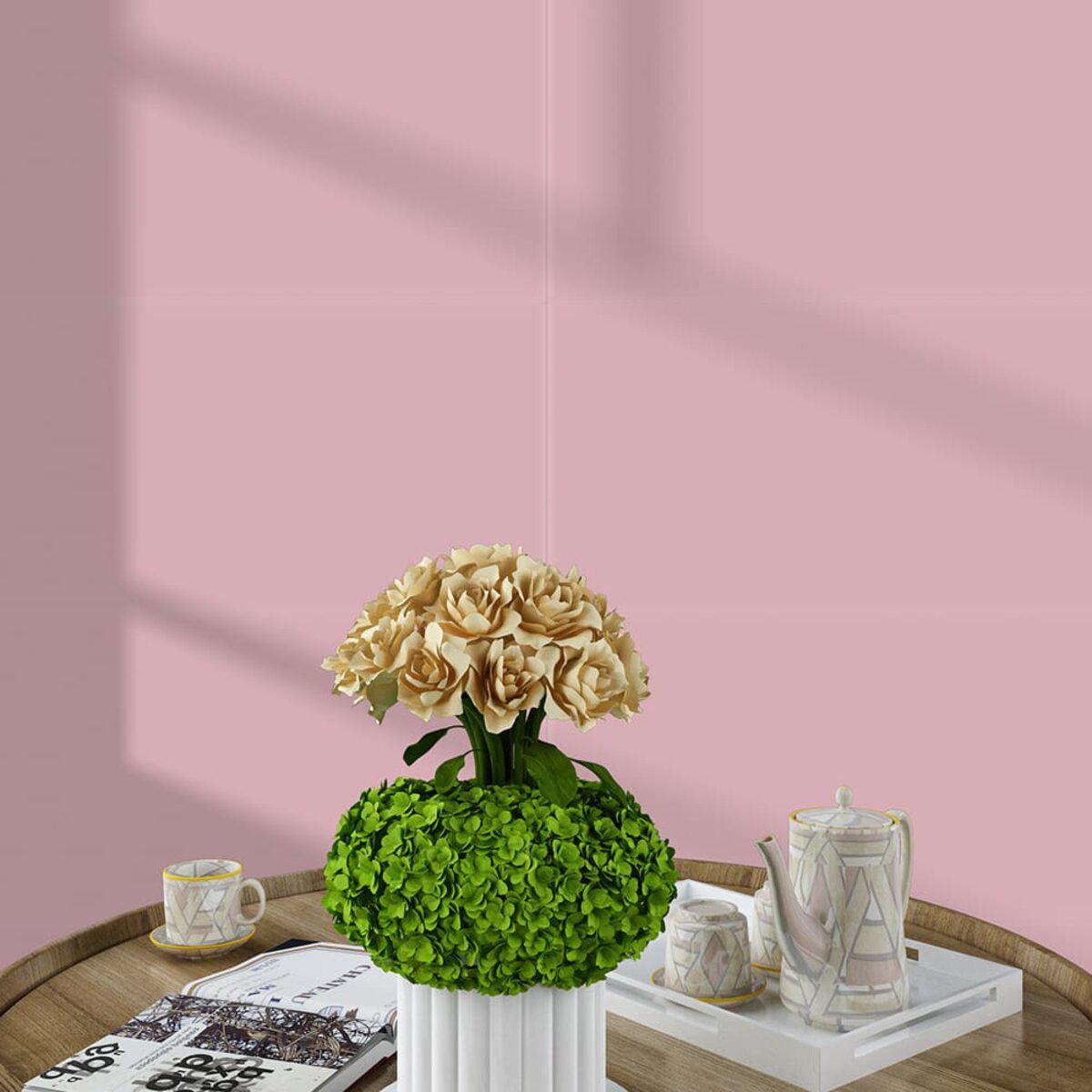 Розовая самоклеящаяся стеновая панель PET в интерьере рецепции - водостойкая плитка для стен кухни