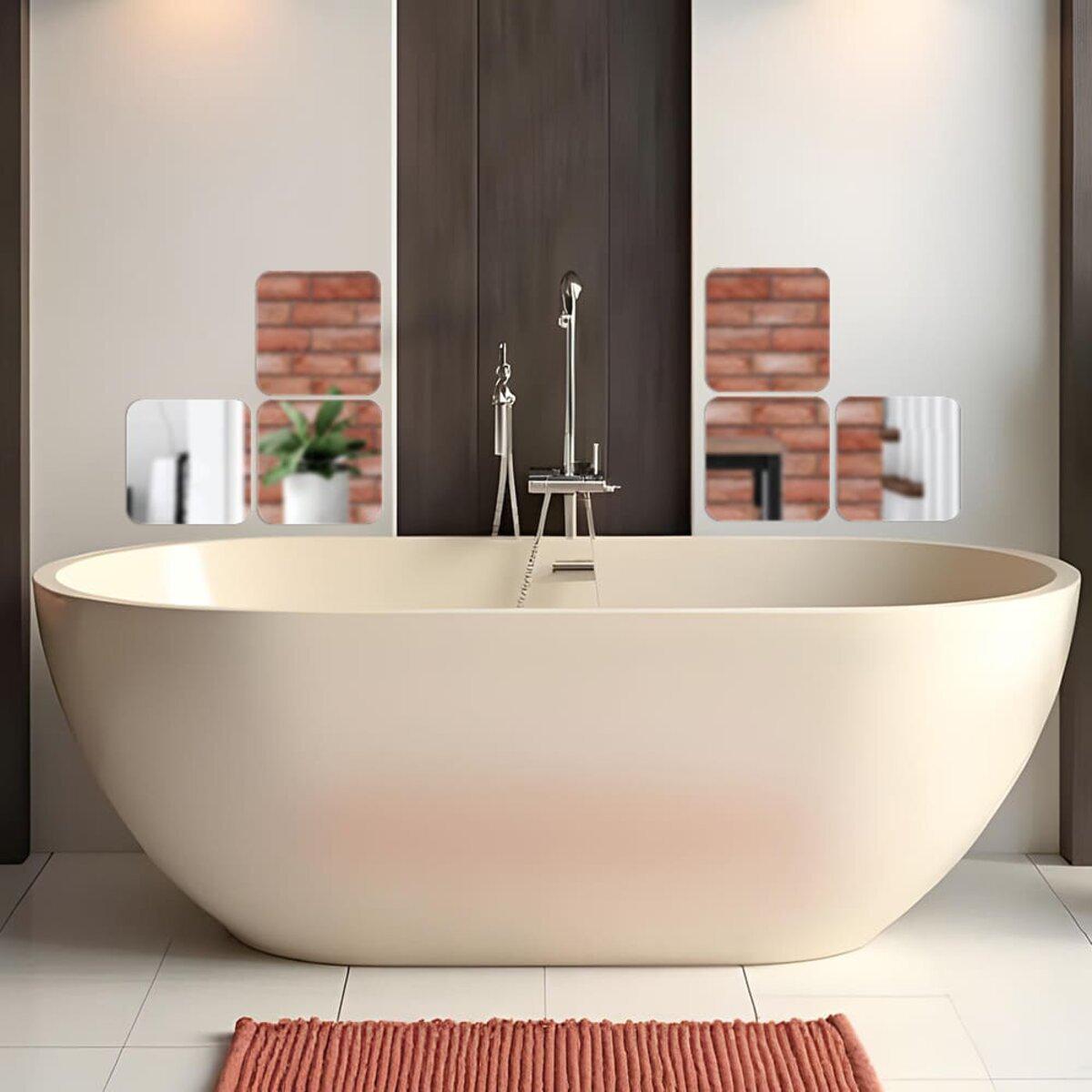 акриловые зеркальные наклейки для ванной — зеркальный декор для стен 200x200