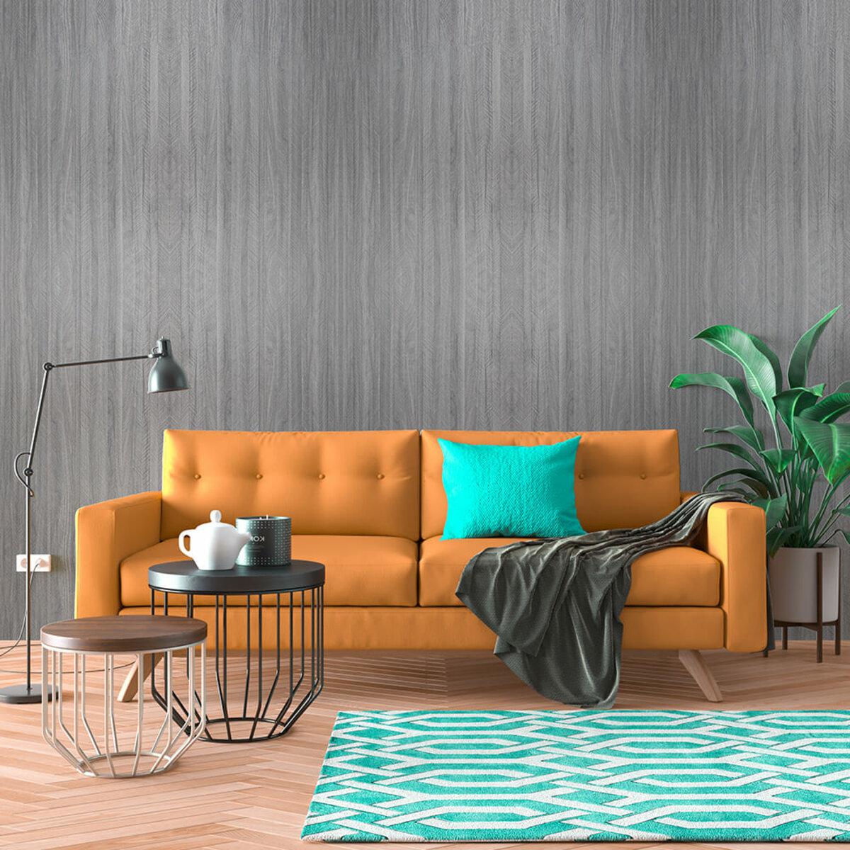 виниловая плитка в рулоне 600×3000 серого оттенка в интерьере гостиной — рулонная ПВХ плитка