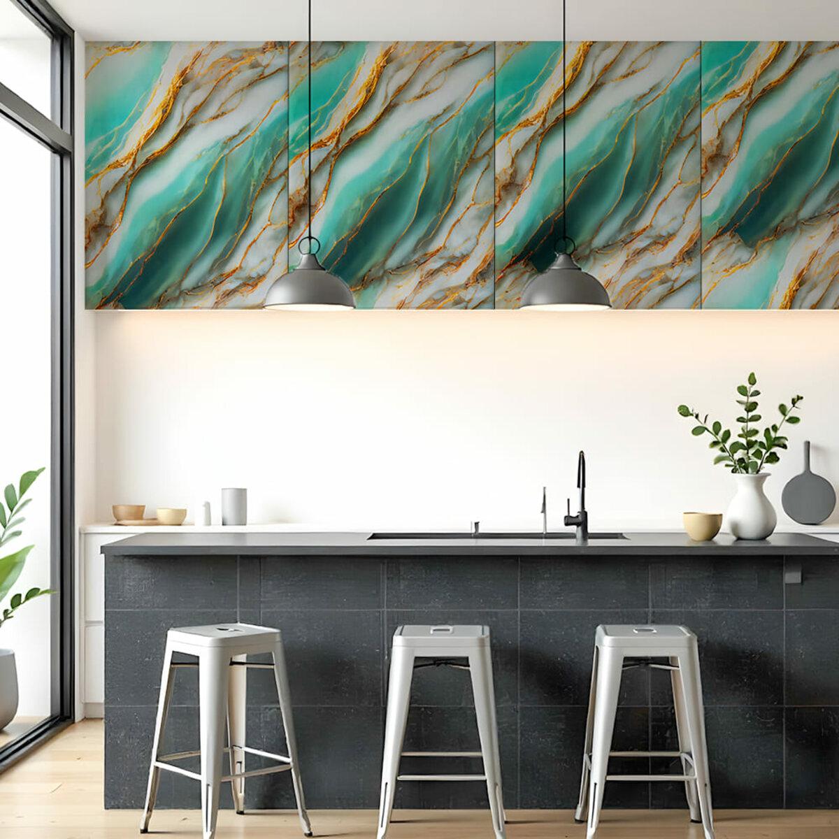 Самоклеящаяся ламинированная пленка 600х10000 в интерьере кухни, глянцевая декоративная пленка для мебели и фасадов