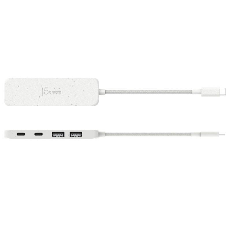 USB-C концентратор j5create JCH342EW-N з двома USB-A і двома USB-C портами, вигляд роз’ємів