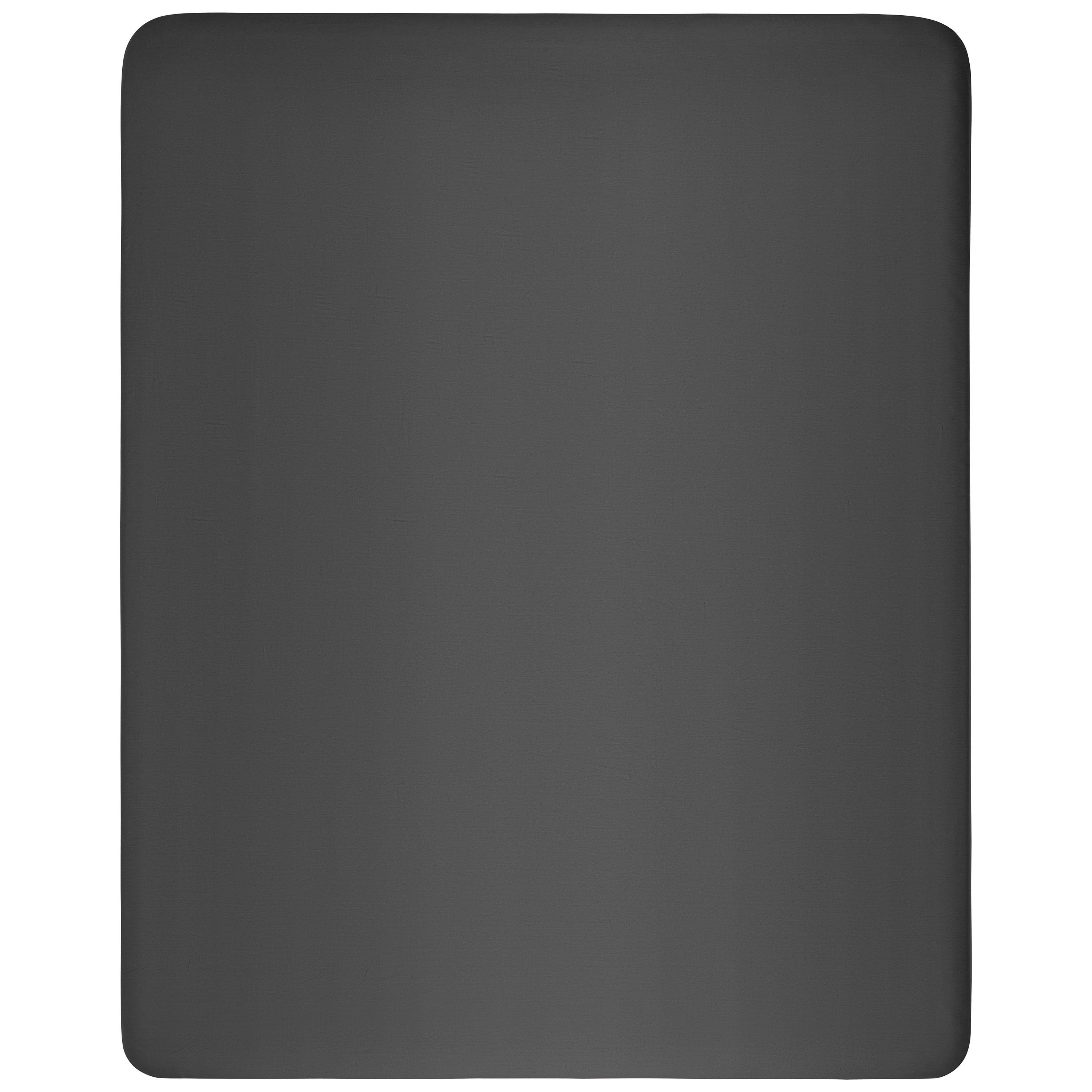 однотонное серое постельное белье сатин 300 TC на кровати — двуспальный комплект