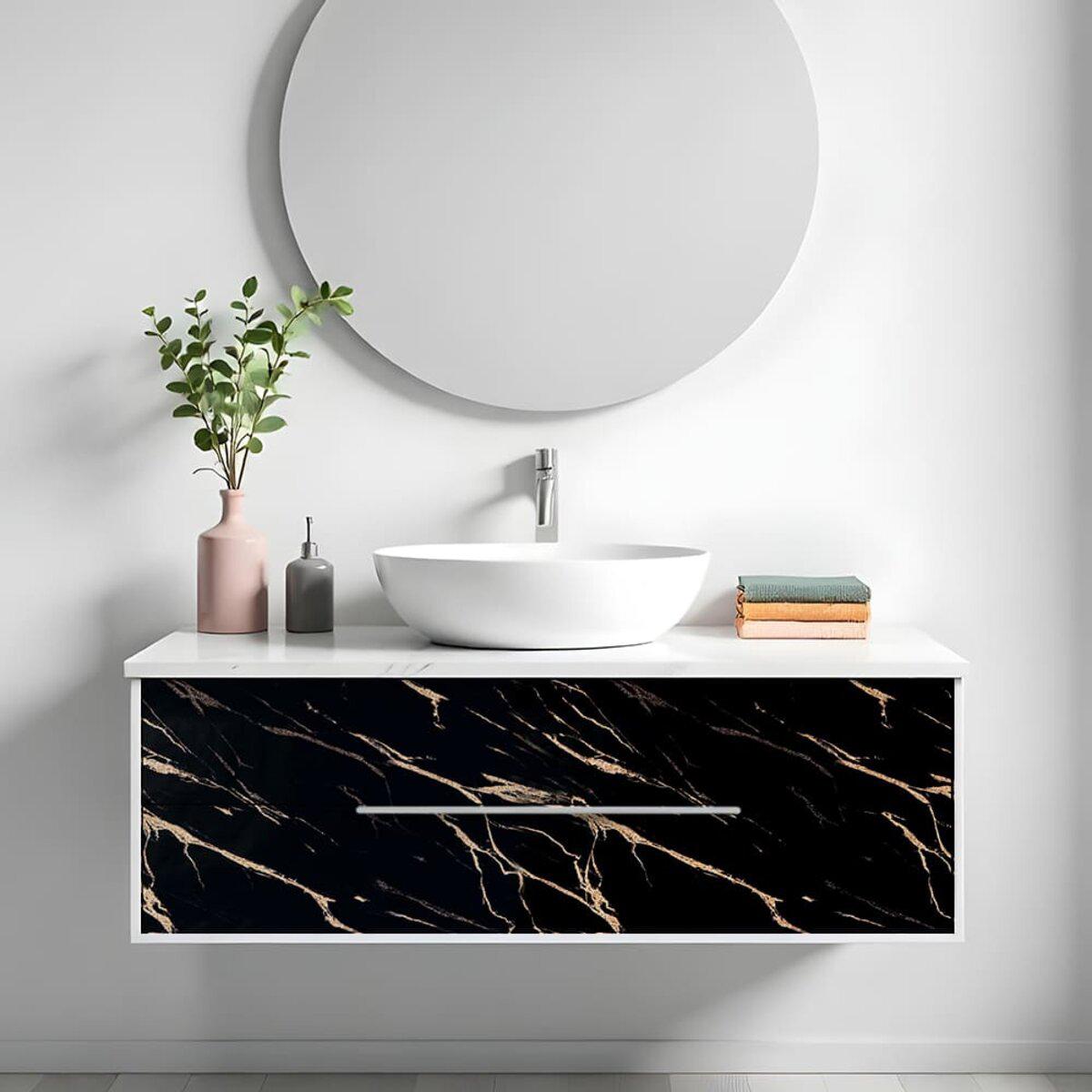 самоклеящаяся декоративная пленка для мебели 600x3000 в интерьере — глянцевая пленка под мрамор