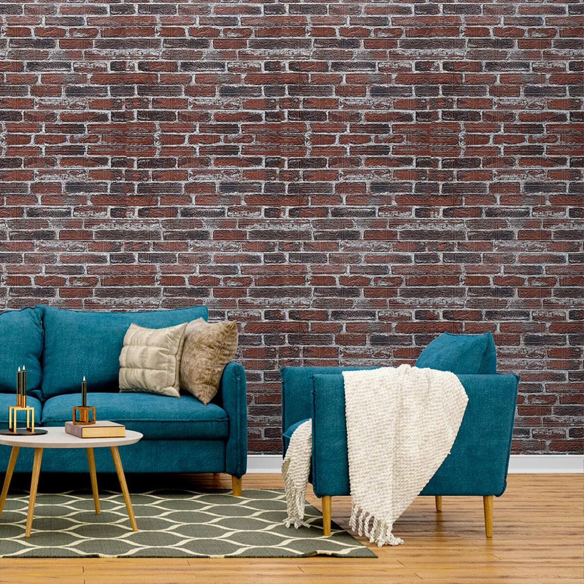 3D панели под красный кирпич в интерьере — самоклеющиеся панели для стен 700x770 мм