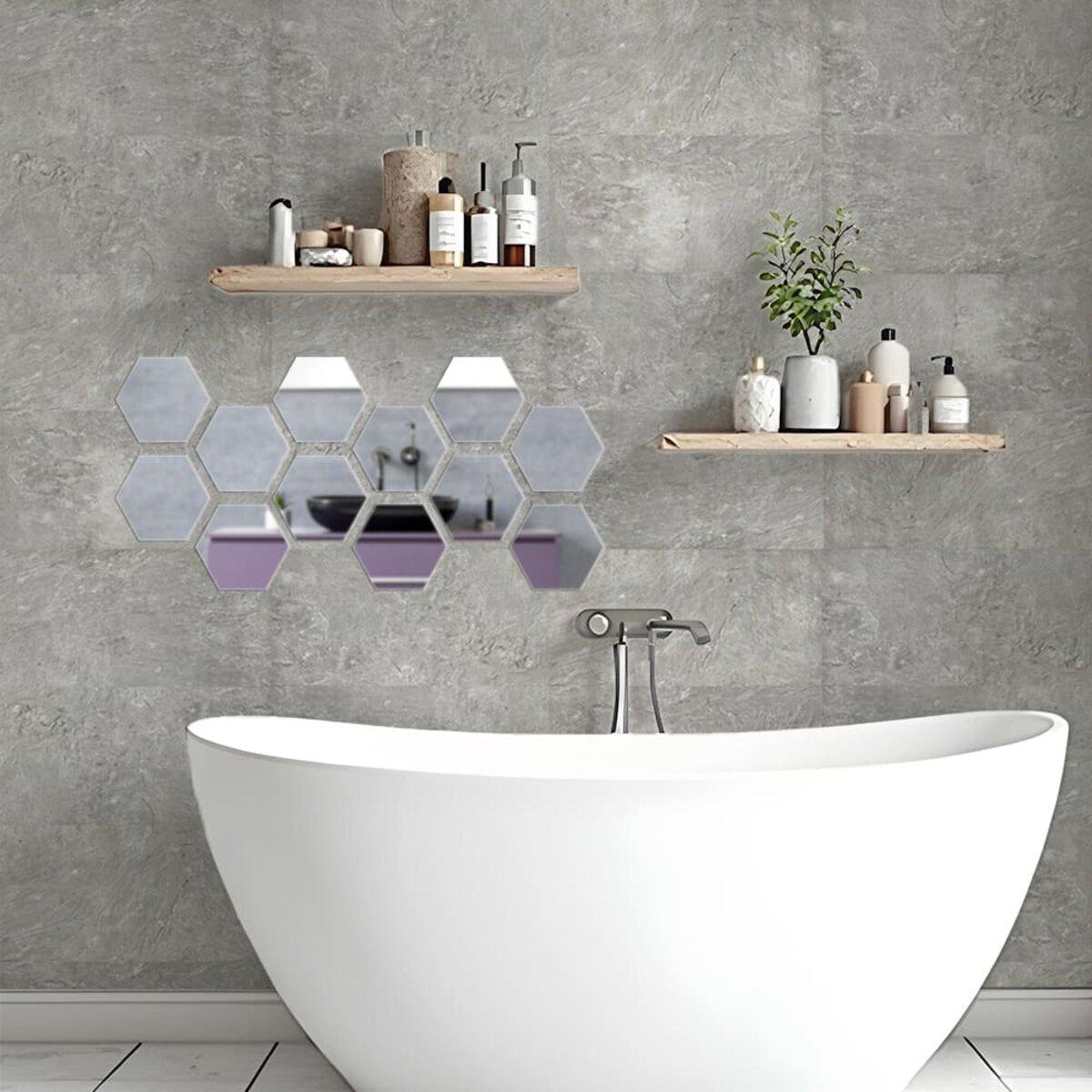 Шестиугольные зеркальные элементы для интерьера самоклеящиеся - зеркальные наклейки для ванной и мебели