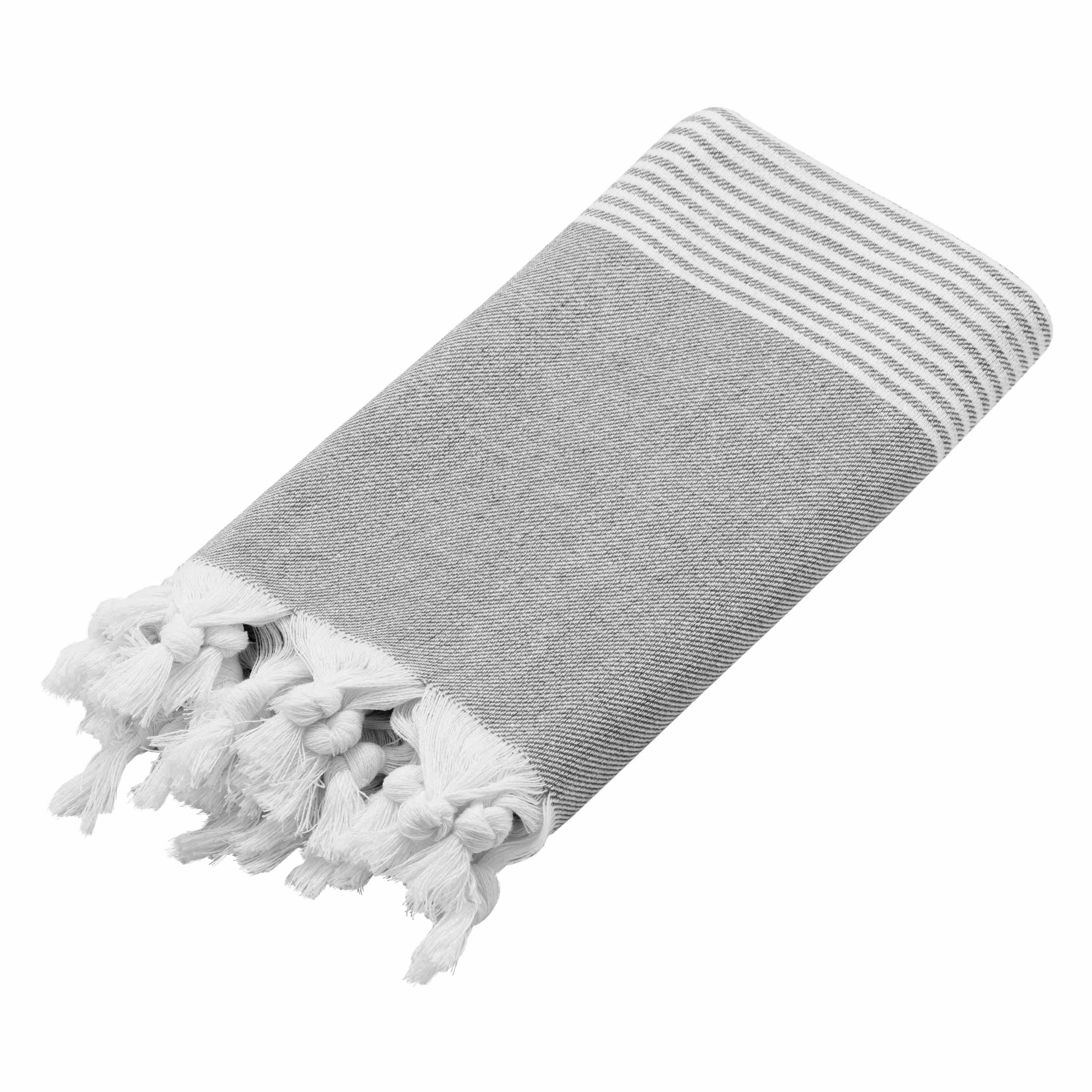 Темно-серое полотенце из хлопка 90х170 см с бахромой для SPA и пляжа