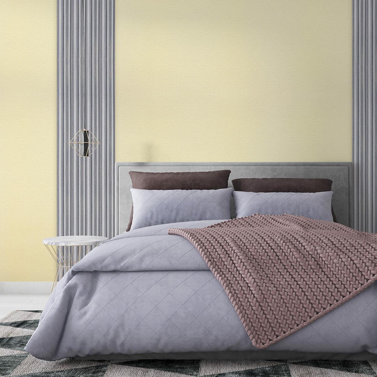 самоклеящиеся обои с теплоизоляцией желтый меланж в интерьерe спальни