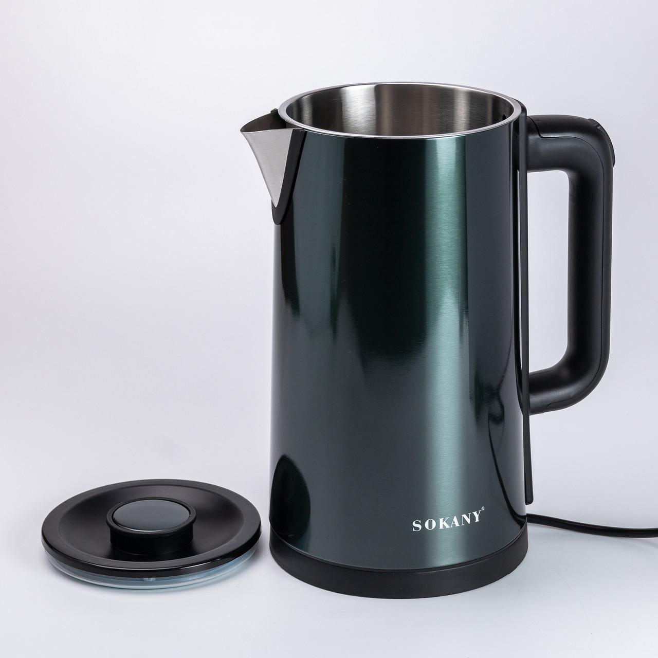 чайник нержавеющая сталь с автоотключением и поворотной базой 360° — вид внутри и крышка