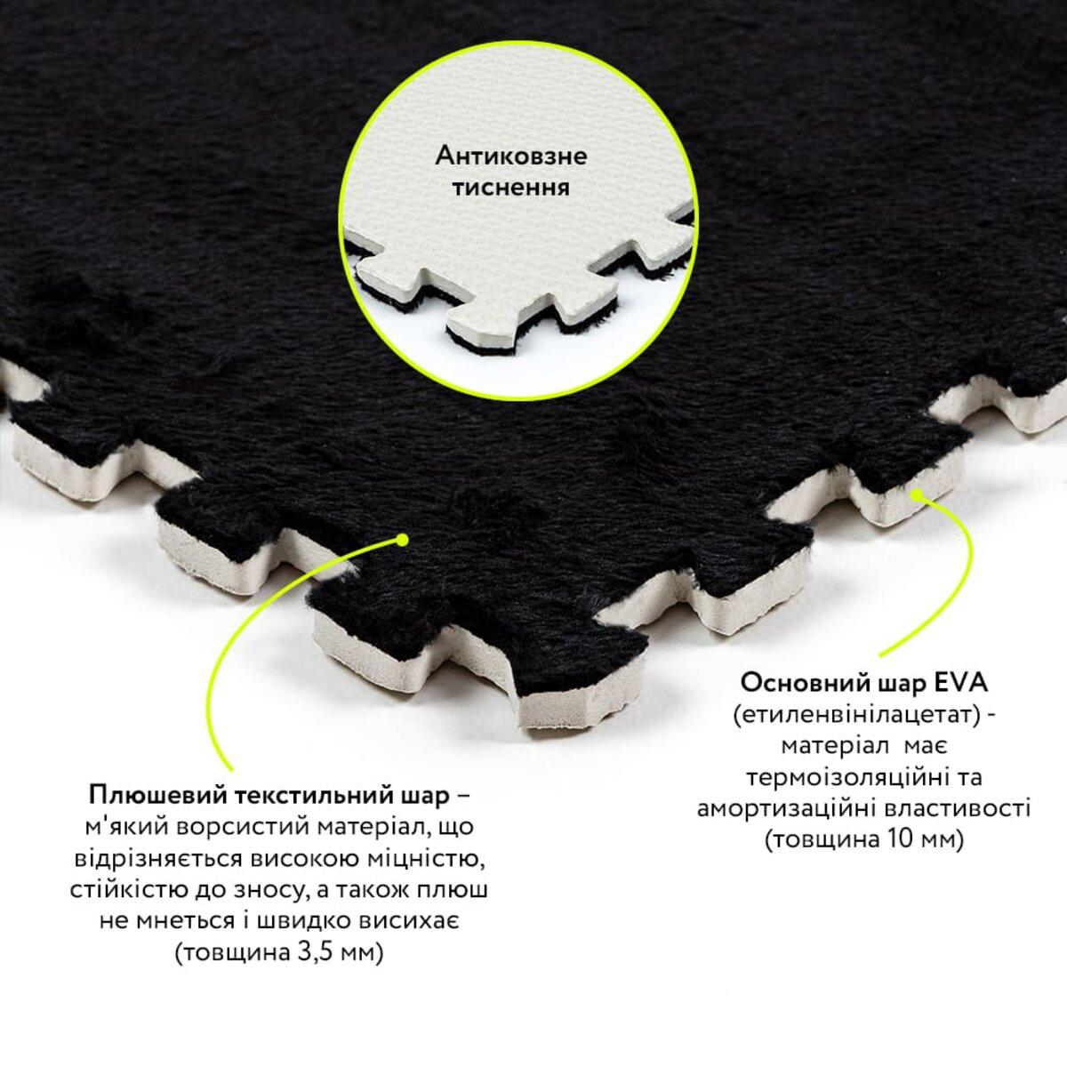 EVA пазл с ворсистым покрытием 10 мм — крупный план слоёв и замкового соединения