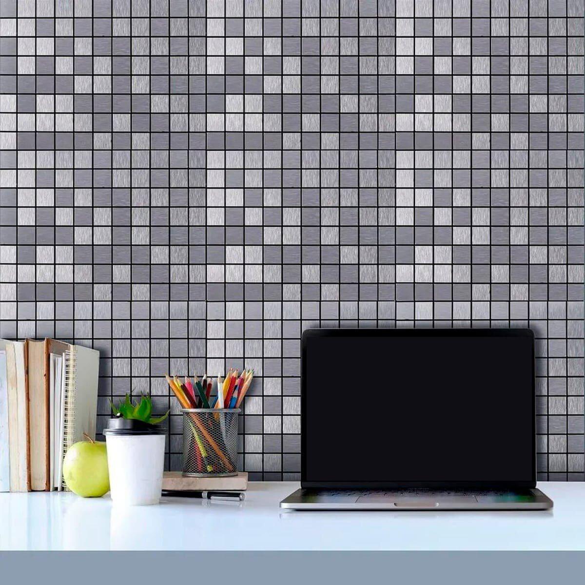 Алюминиевая самоклеящаяся мозаика 300x300 в интерьере — тонкая алюминиевая плитка для стен