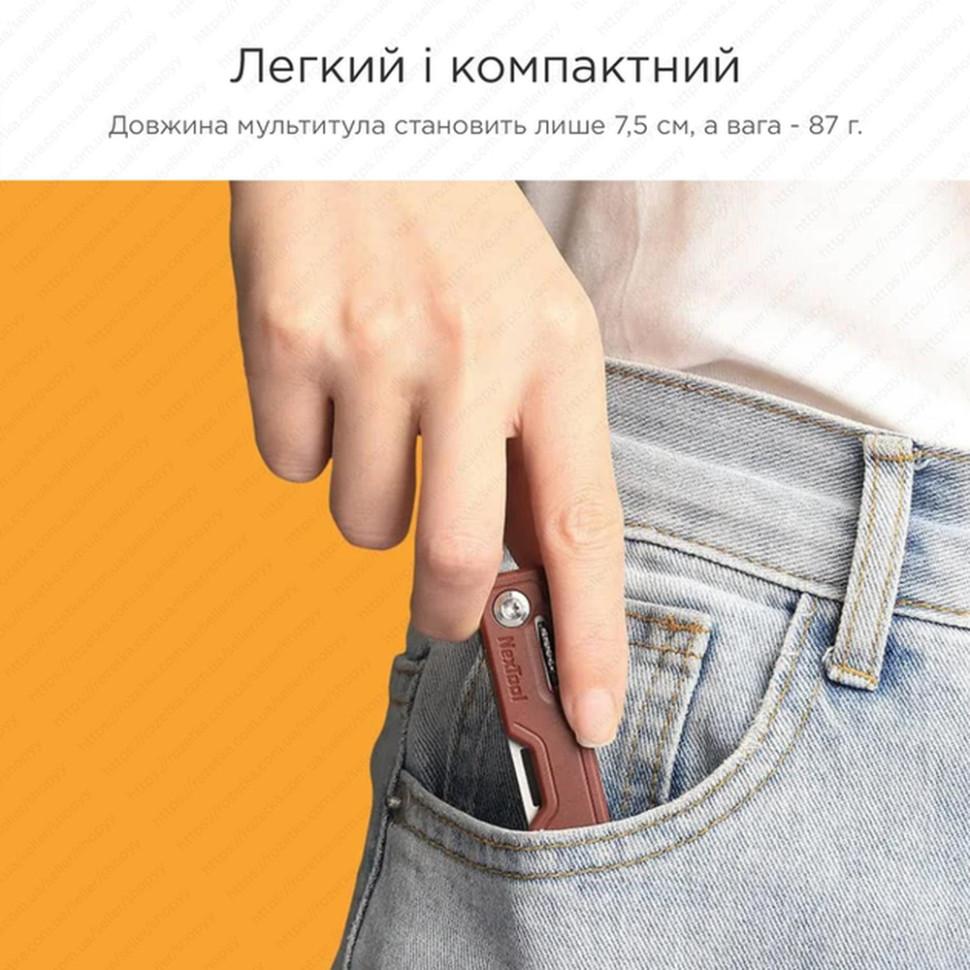 карманный мультитул для ключей NexTool 10 в 1, зелёный, лёгкий 88 г