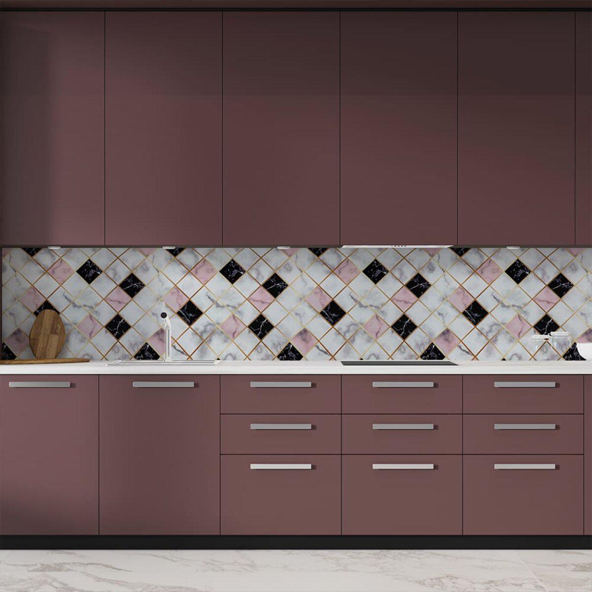 Влагостойкая декоративная ПВХ пленка для кухни 600х3000 на фартуке — глянцевая самоклейка