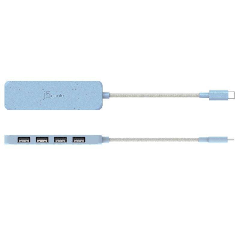 Компактний USB 3.2 хаб j5create JCH341EC-N із чотирма портами USB-A та кабелем USB-C